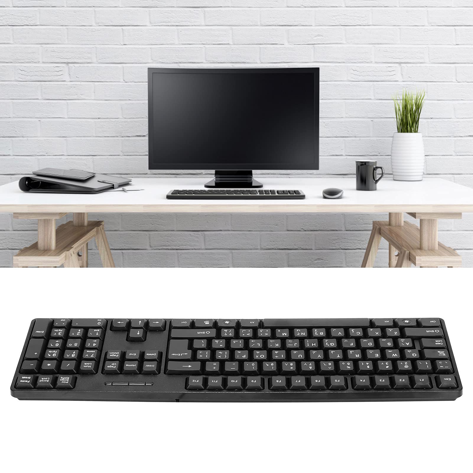 MC-689 USB Wired Computer Keyboard - Arabic/English Bilingual Ergonomic Mechanical Keyboard for Office, Home & Business Use | Compatible with PC & Laptops | Perfect for Typing, Gaming & Productivity Tasks