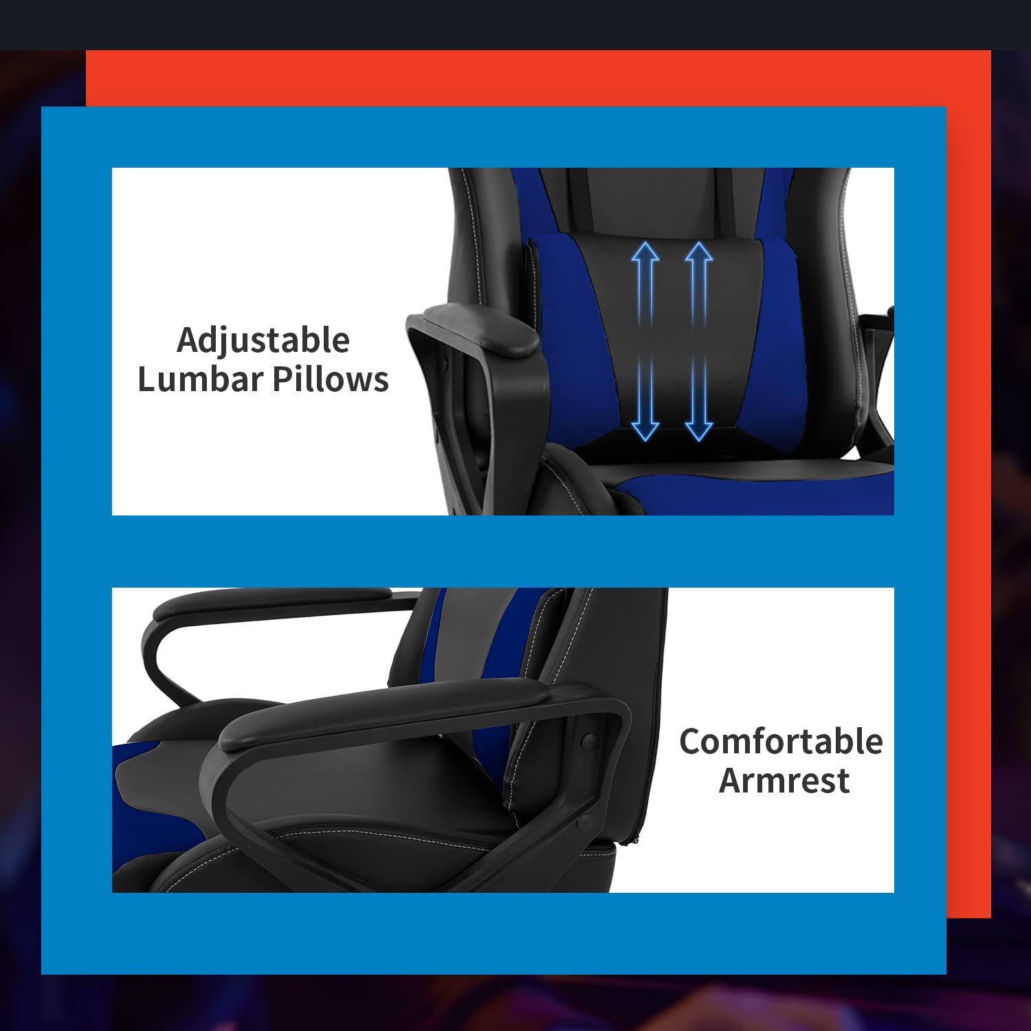 Premium Ergonomic Gaming Chair - High Back Racing Office Chair with Lumbar Support, PU Leather, Swivel & Rolling Wheels for PC Gaming, Home Office & Workstation Comfort