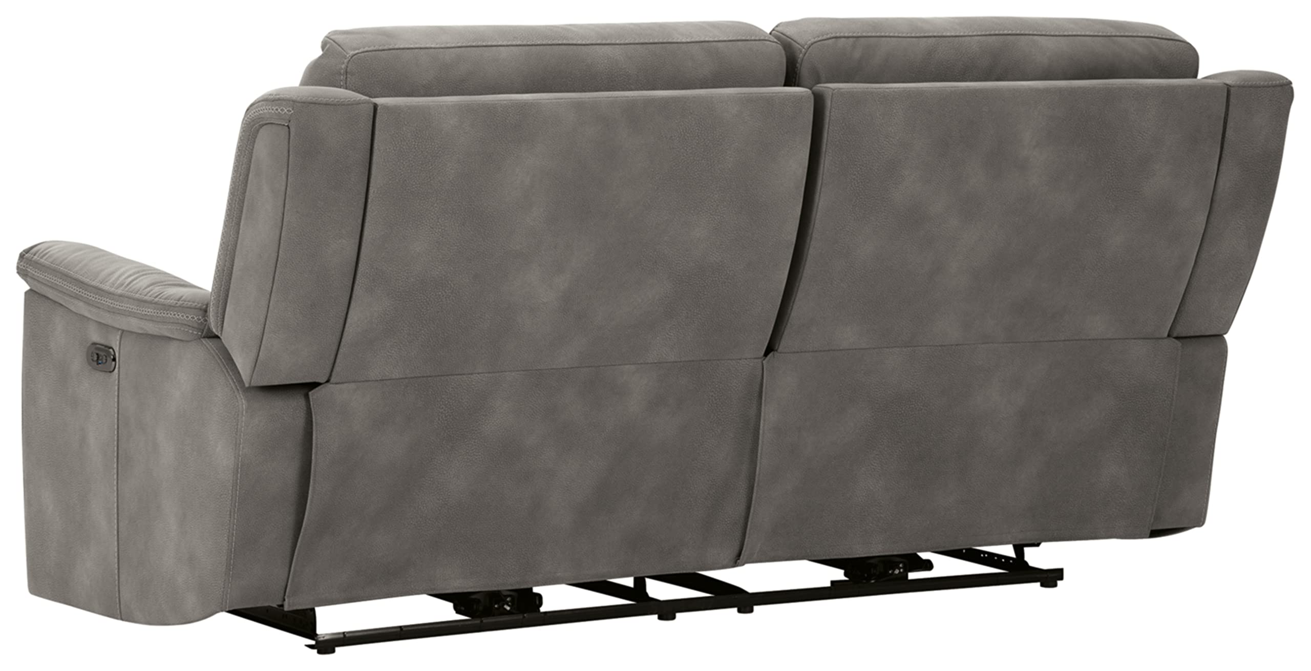 Ashley Next-Gen DuraPella Faux Leather Power Recliner Sofa with USB Charger - Zero Wall Reclining, Slate Gray - Perfect for Small Spaces & Home Theater Seating