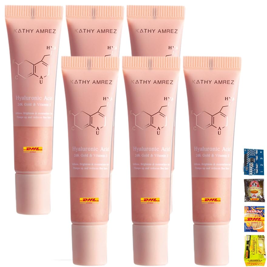 Kathy Amrez Hya Lip Serum - 0.33 Fl.Oz with Vitamin E & C for Deep Moisture (Set of 6) | Ultimate Hydration for Dry Lips | Perfect for Night Care, Daily Lip Treatment & Makeup Prep | By Beautygoodshop