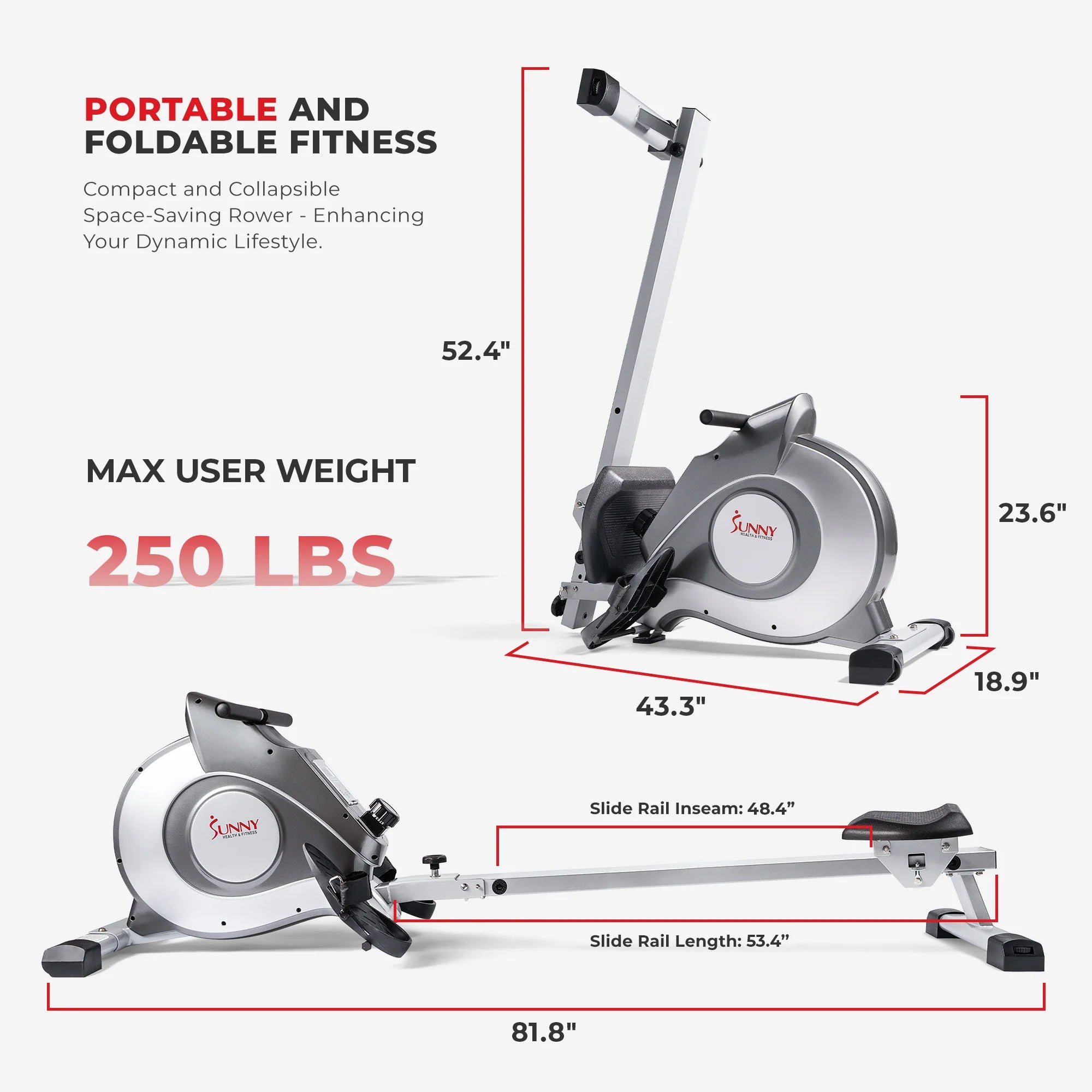 Magnetic Rowing Machine with LCD Monitor - Foldable Home Exercise Equipment for Full Body Workout | Perfect for Cardio Training & Indoor Fitness