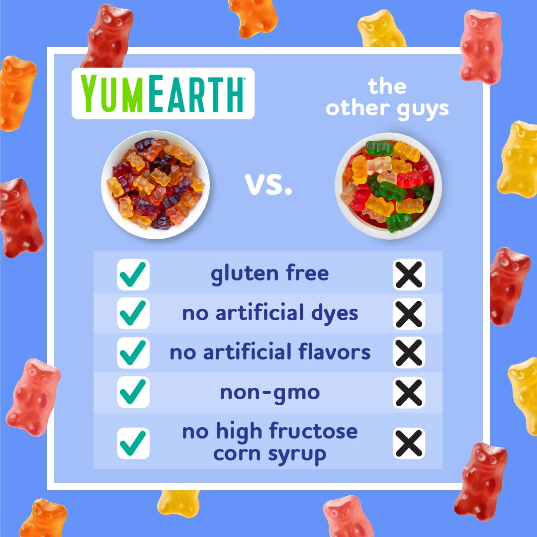YumEarth Organic Gummy Bears - 10 Snack Packs (Pack of 12) | Assorted Natural Fruit Flavors | Gluten-Free, Vegan Candy for Kids Lunch Box, Birthday Parties & Healthy Snacks