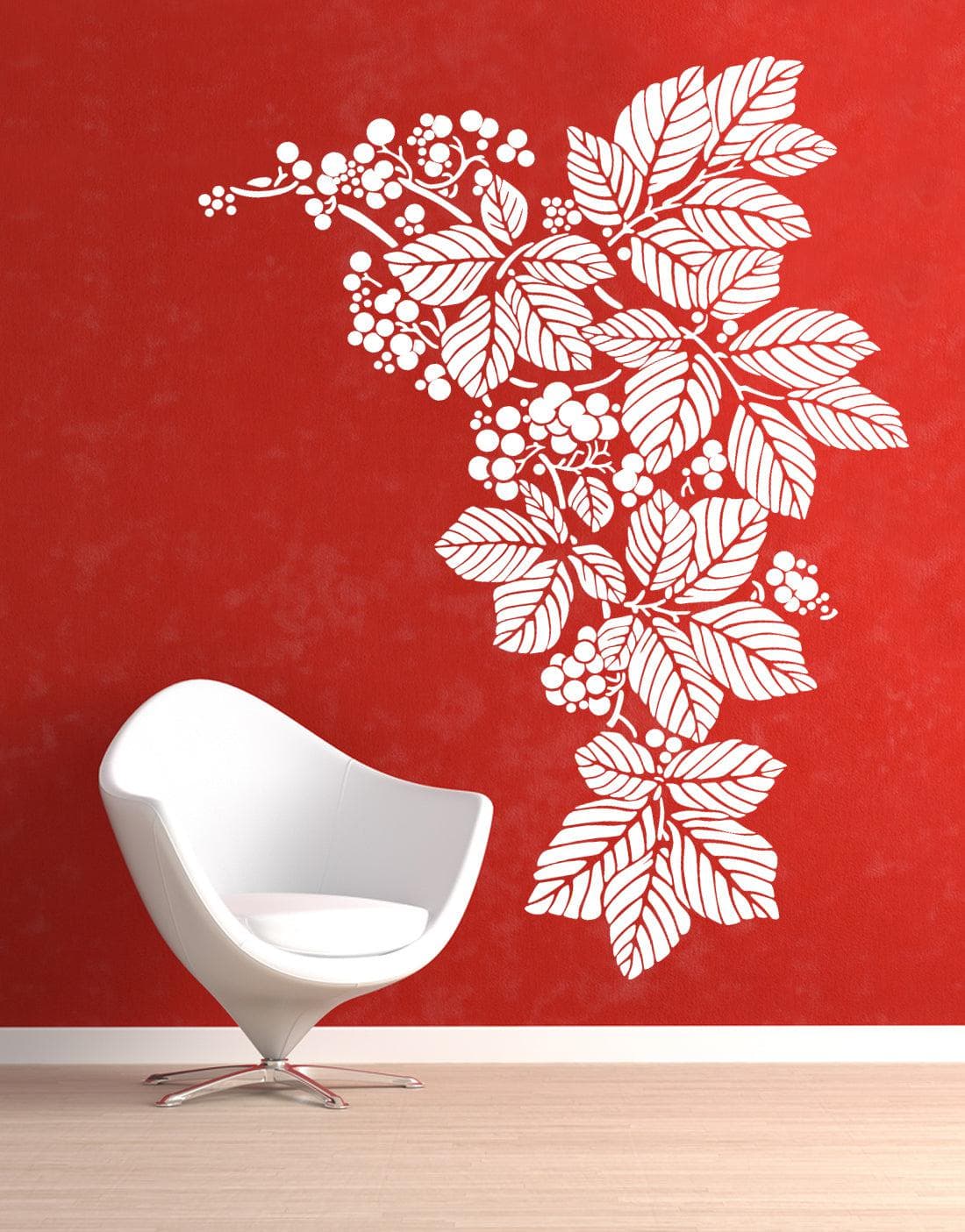 Floral Fruit Pattern Vinyl Wall Decal Sticker - Peel and Stick Home Decor for Bedroom, Living Room, Nursery, Office - Design #323
