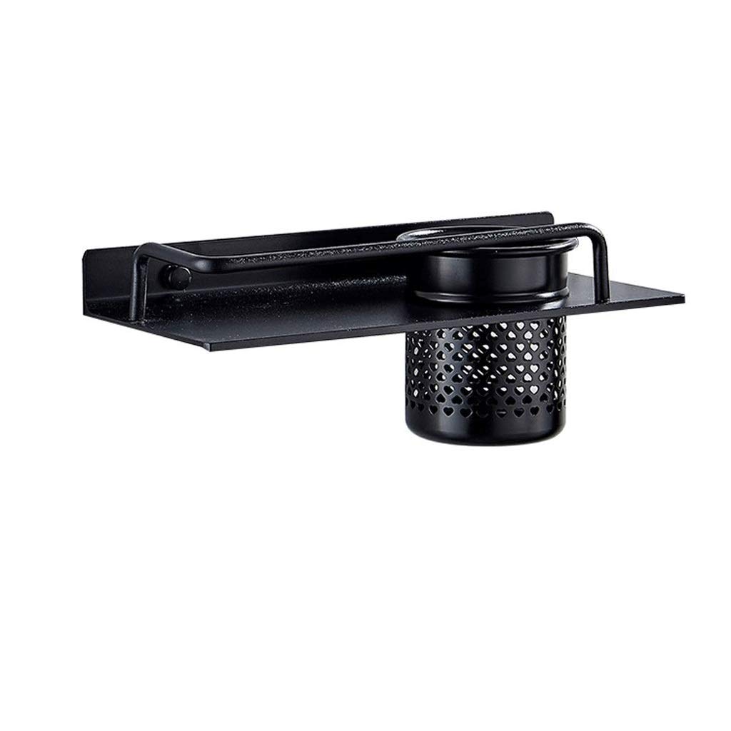 Wall Mount Hair Dryer Holder & Organizer - Aluminum Hanging Rack with Storage Cups for Bathroom, Salon, or Home Use - Space Saving Hair Tool Storage Solution