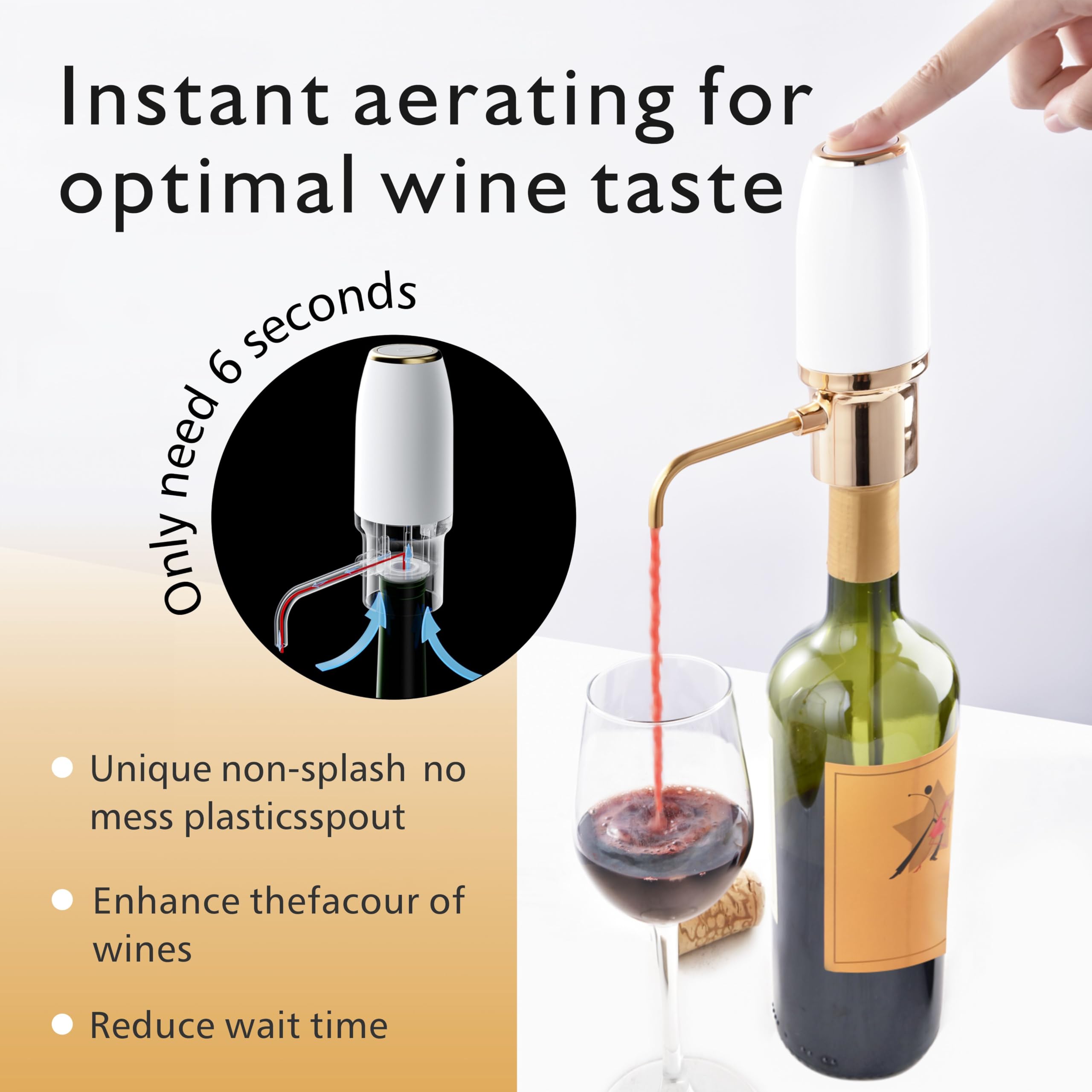 Premium Electric Wine Decanter with Aerator - Automatic Wine Pourer & Dispenser for Red & White Wines | Perfect for Home Entertaining, Dinner Parties & Wine Tasting Events