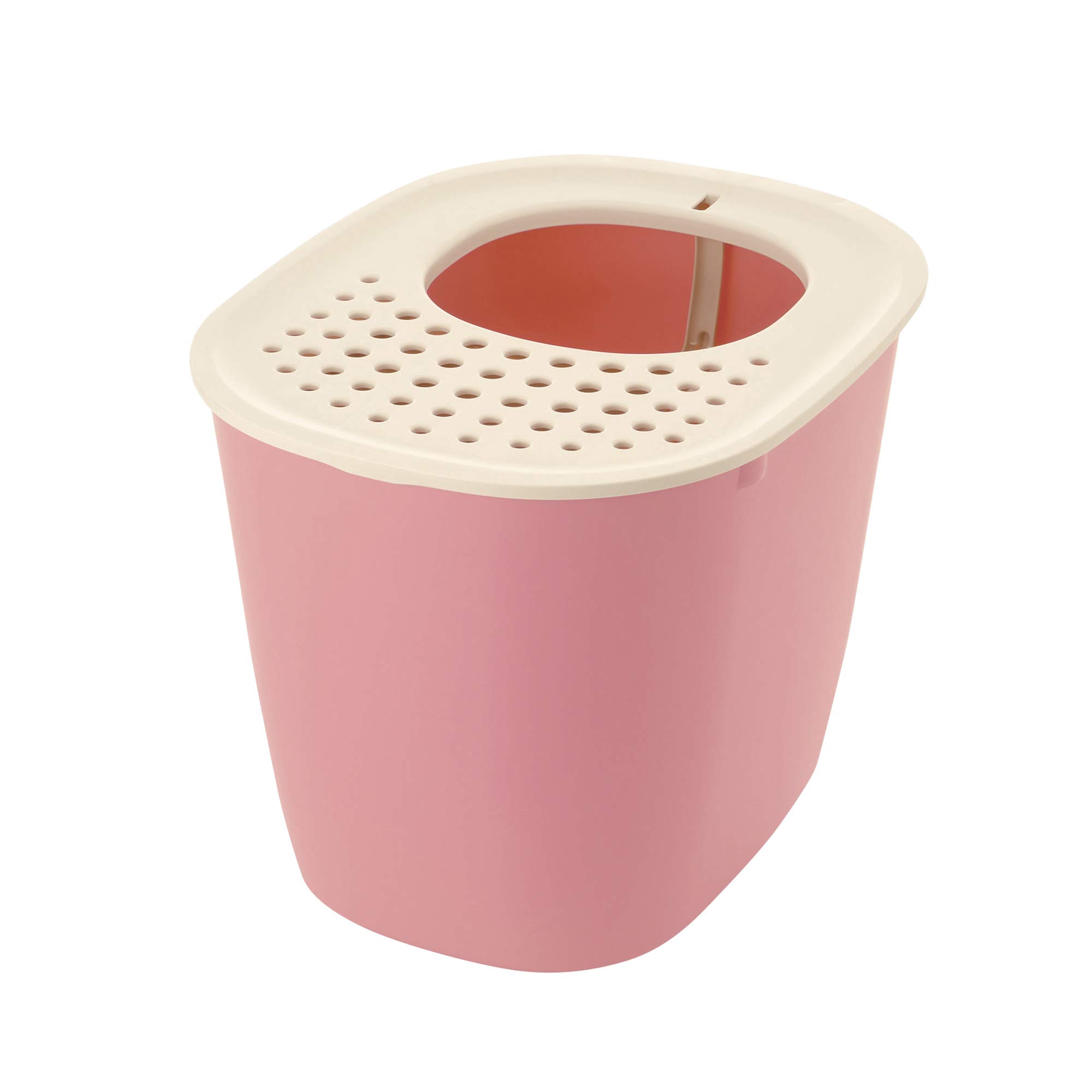 Richell PAW TRAX Top Entry Hooded Cat Litter Box - Enclosed Litter Pan for Odor Control, Salmon Pink | Perfect for Small Spaces & Multi-Cat Homes