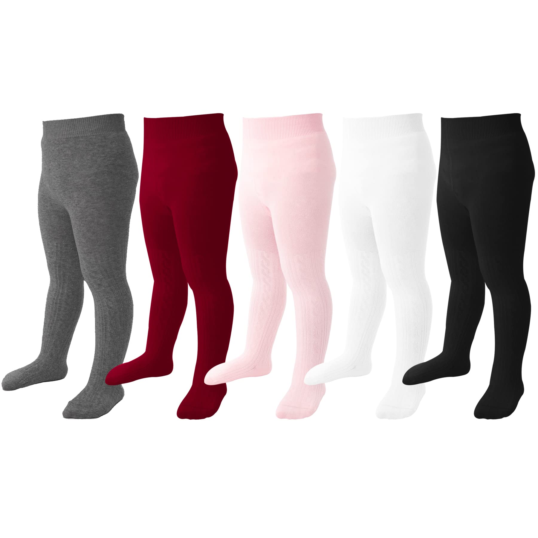 **Soft Cotton Baby Tights for Toddler Girls - Seamless Cable Knit Leggings & Stockings (3/4/5 Pack) | Perfect for Playtime, Daycare & Winter Outfits**
