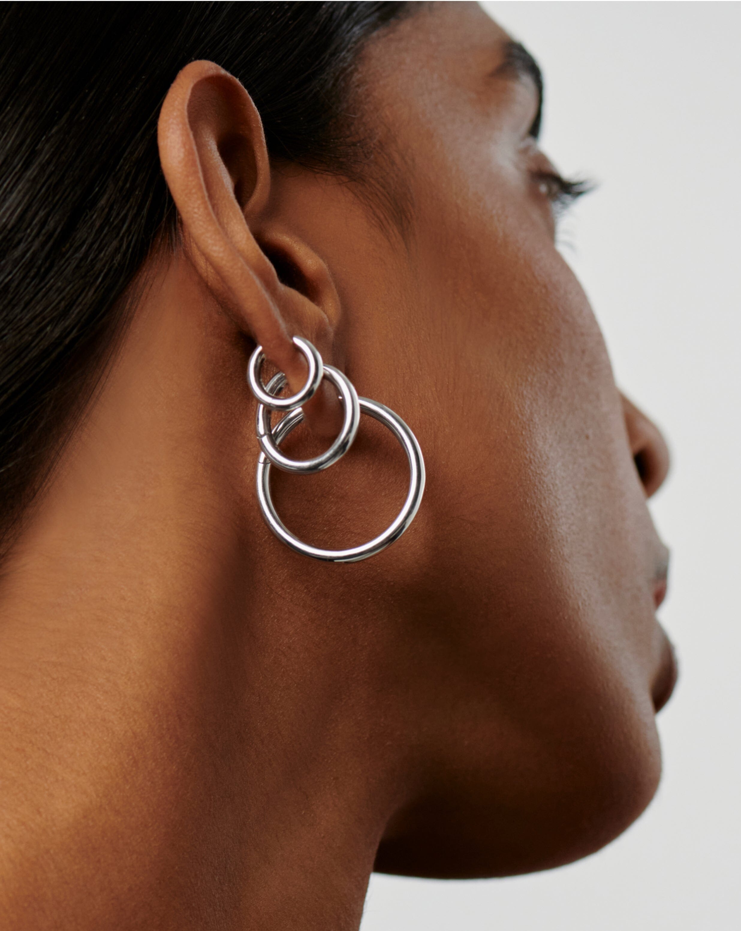 Classic Silver Plated Medium Hoop Earrings for Women - Trendy Tunnel Hoops for Everyday Wear, Parties & Gifts