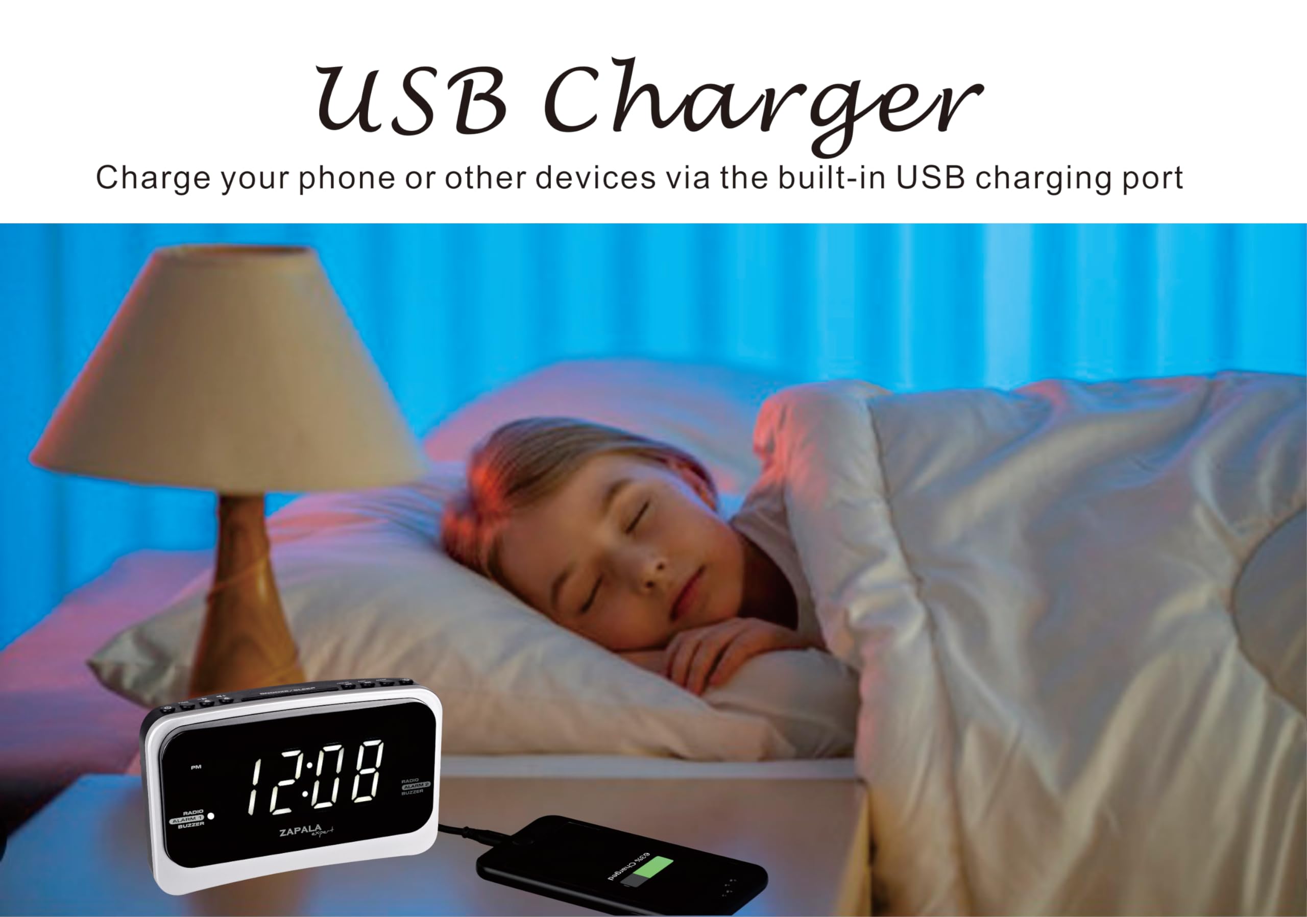Digital Alarm Clock Radio with Big LED Display - Dual Alarms, USB Charging Port, Adjustable Volume & Dimmable Light for Bedroom | Perfect for Deep Sleepers, Kids & Home Office Use