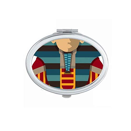 DIYthinker Egyptian Pharaoh Mirror - Portable Folding Double-Sided Makeup Mirror with Red, Yellow & Blue Design | Perfect for Travel, Home Vanity & Professional Makeup Artists