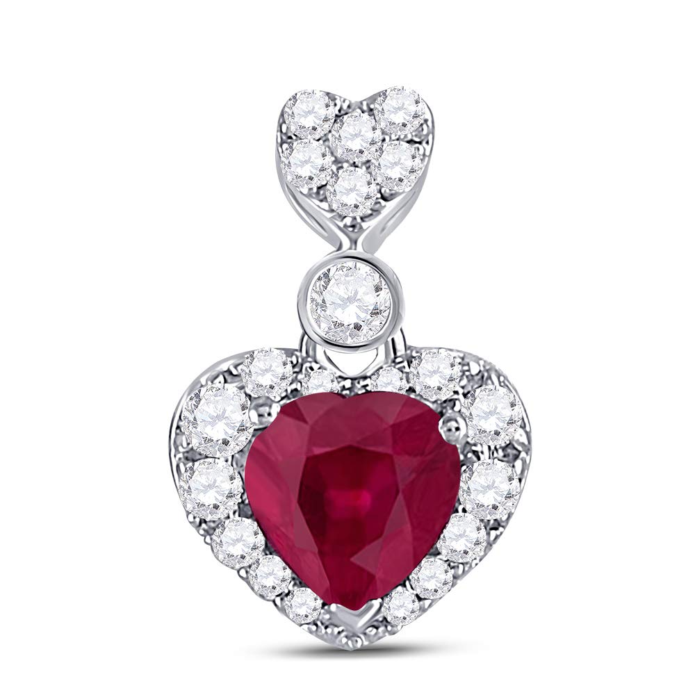 10K White Gold Heart Pendant with Lab-Created Ruby for Women | 3/8 CTTW | Elegant Jewelry Gift for Valentine's Day, Anniversary & Special Occasions