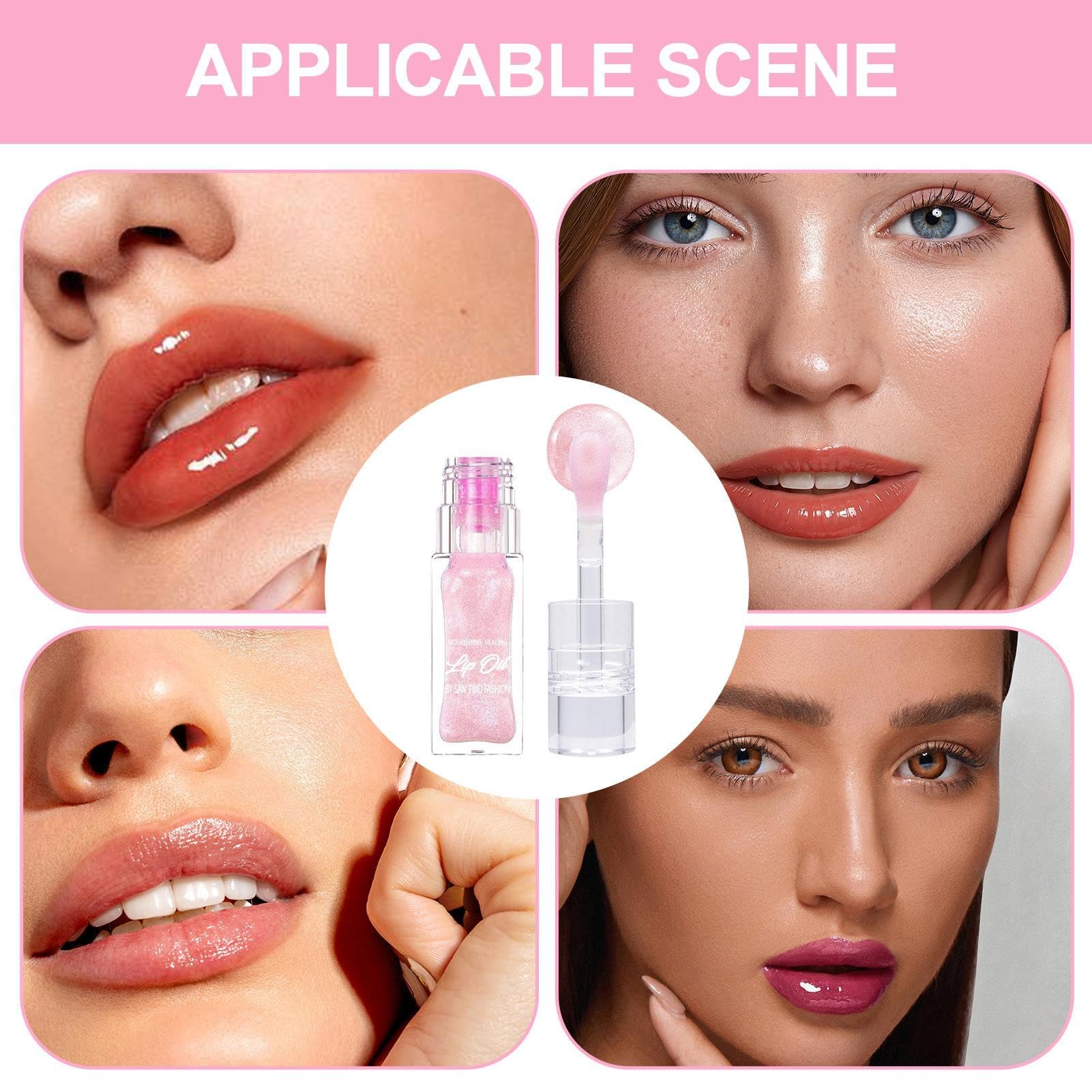 Color Changing Lip Oil with Shimmer & Glitter - Hydrating Transparent Lip Gloss for Women, Lightens Lip Lines & Enhances Pout (6.5ml) - Perfect for Daily Wear, Parties & Special Occasions