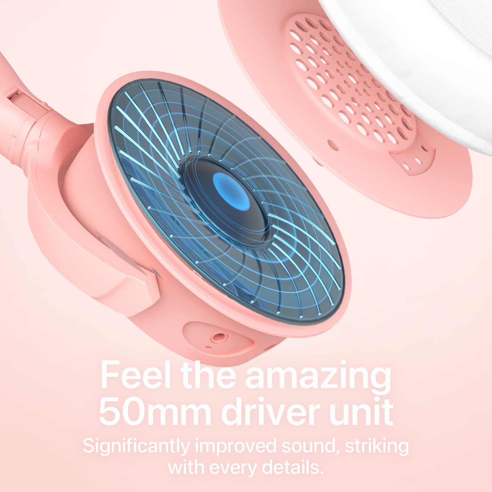 YOWU RGB Cat Ear Headphones 4 - Upgraded Wireless & Wired Gaming Headset with Detachable HD Mic, Active Noise Cancelling, Dual-Channel Stereo & Customizable LED Effects via App (Pink) - Perfect for Gaming, Streaming, Music & Cosplay