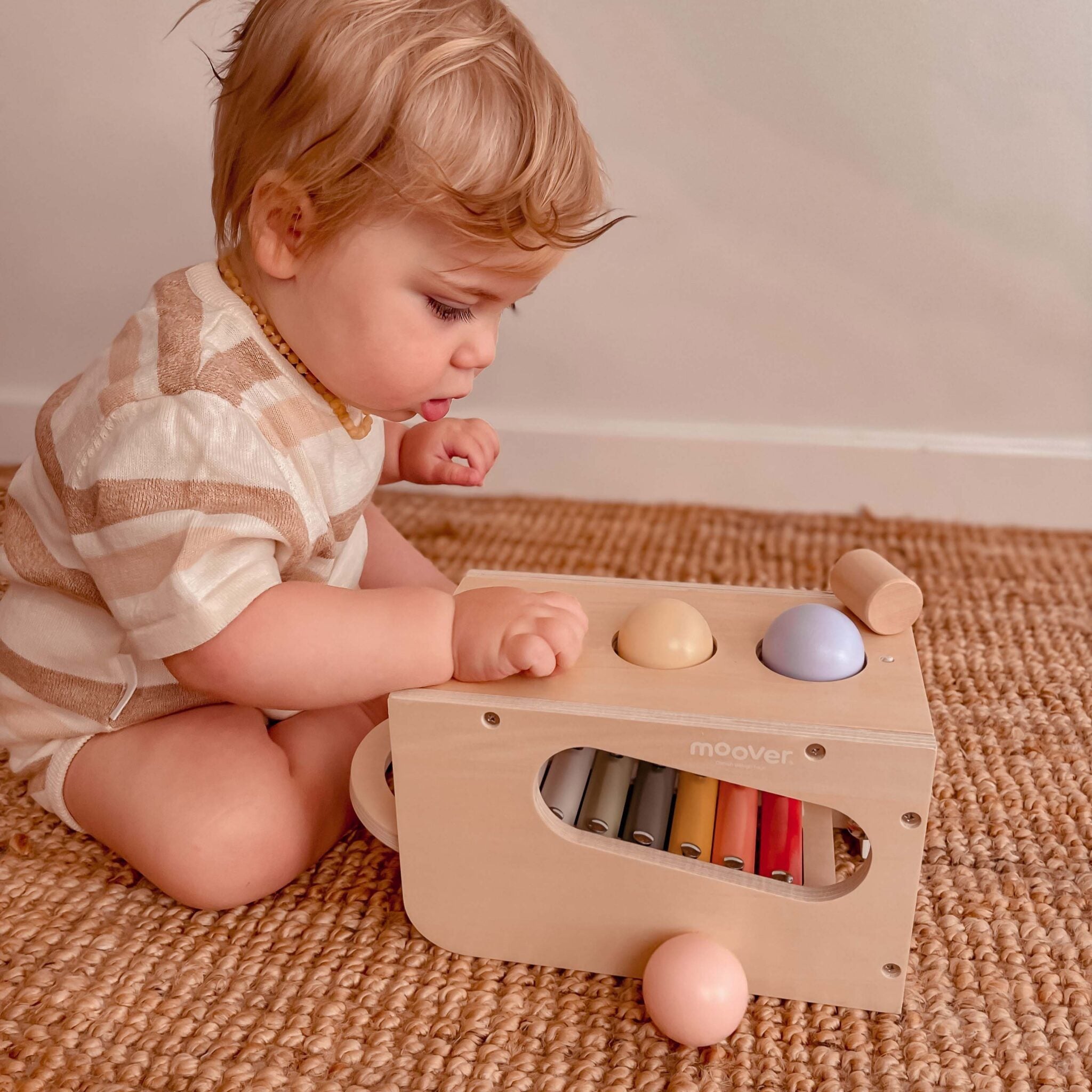 MOOVER Musical Tap Tap Toy - Natural Wooden Percussion Instrument for Kids - Perfect for Early Childhood Music Education & Sensory Play