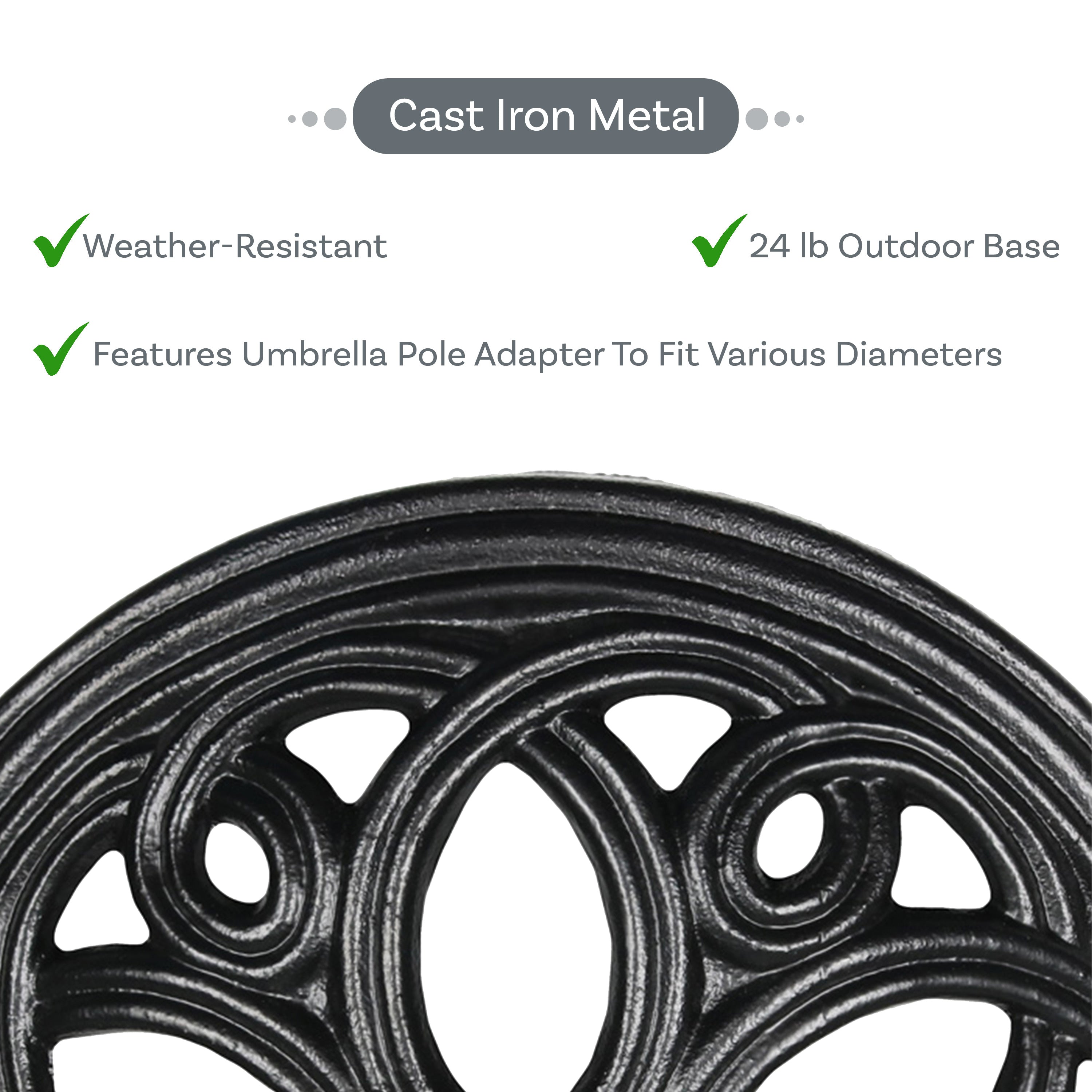 Heavy Duty Cast Iron Patio Umbrella Base Stand - 18 Inch Diameter - Perfect for Outdoor Patio, Garden, Poolside & Backyard Use
