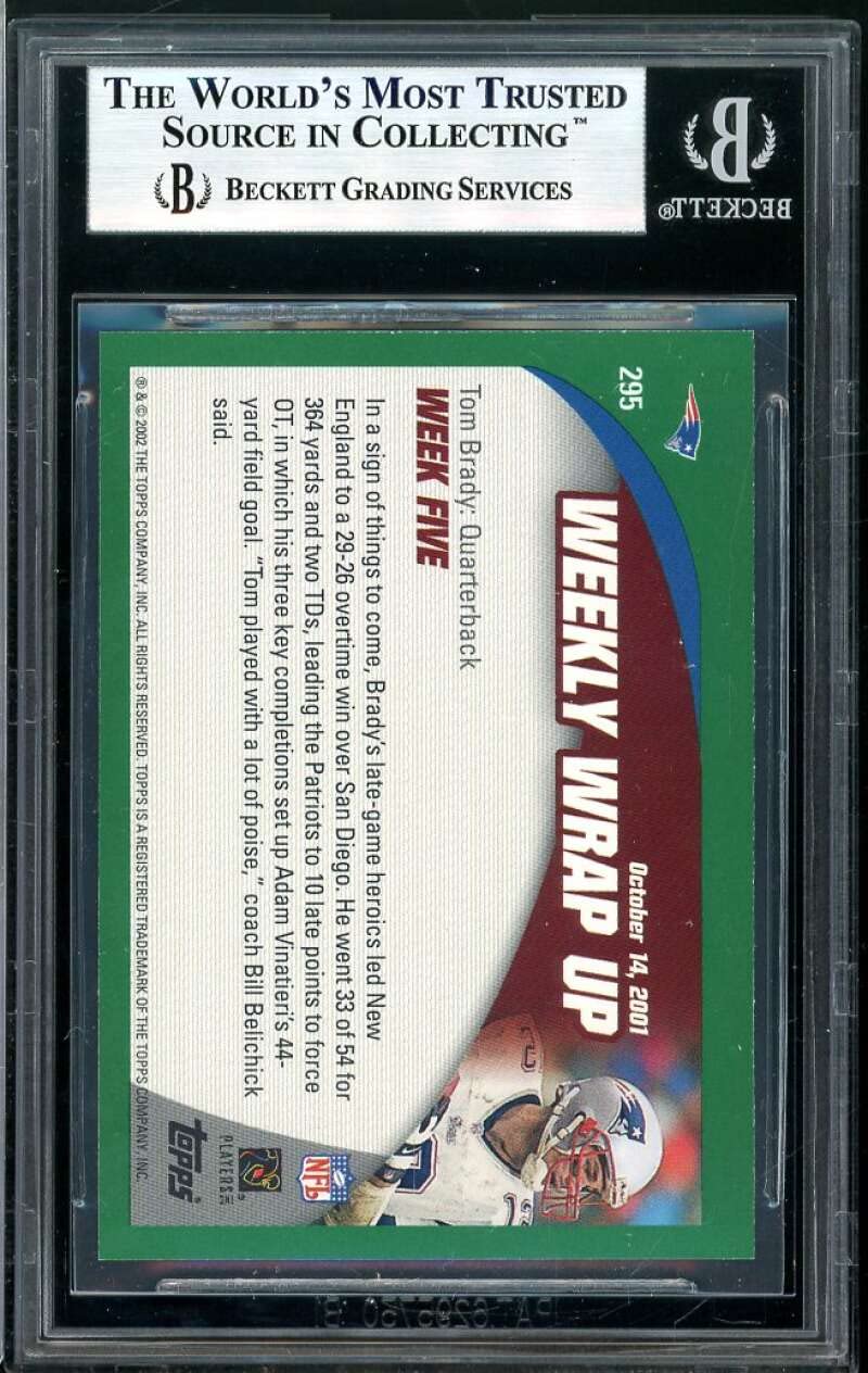 2002 Topps #295 Tom Brady Rookie Card BGS 9 Mint - Perfect for NFL Collectors, Sports Memorabilia Display & Investment