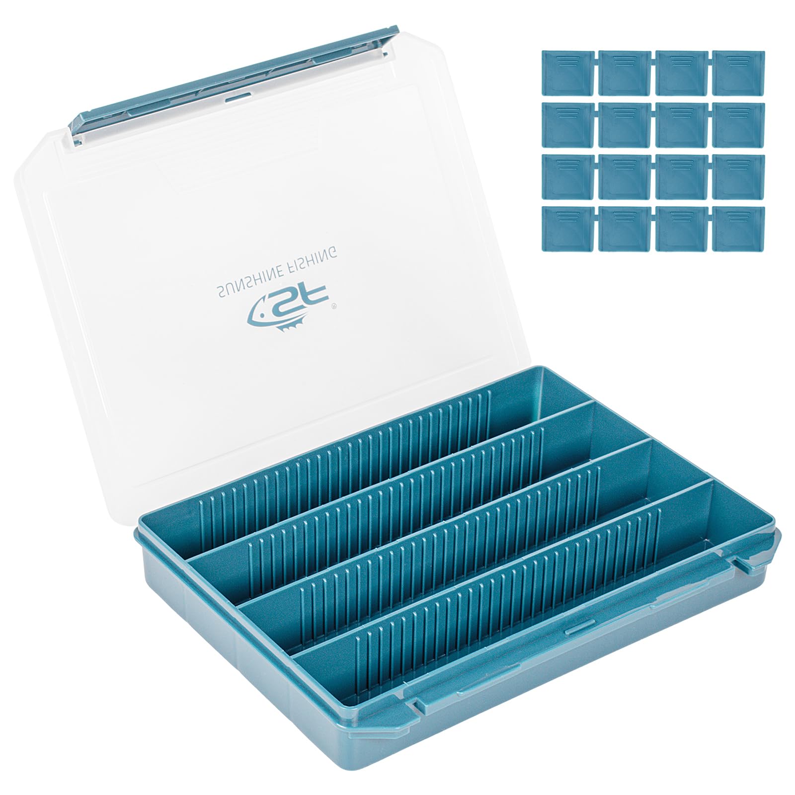 SF 3600 Tackle Box - 1 Pack Plastic Fishing Tackle Storage Organizer with Removable Dividers for Hooks, Spinners, Spoons & Terminal Tackle | Portable Waterproof Jig Head Box for Bass Fishing, Boat Trips & Outdoor Adventures