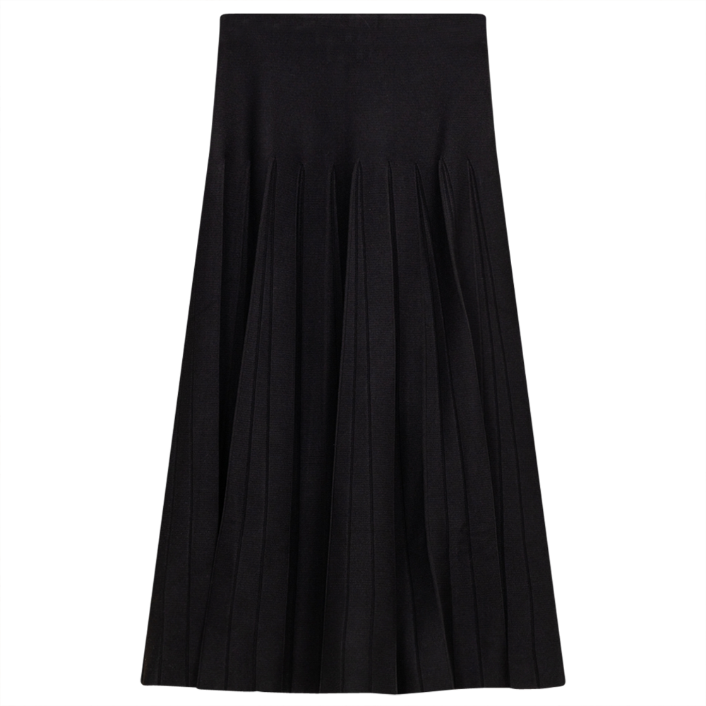 Stylish Knit Pleated Midi Skirt for Women - Comfortable Stretchy A-Line Skirt for Office, Party & Casual Wear