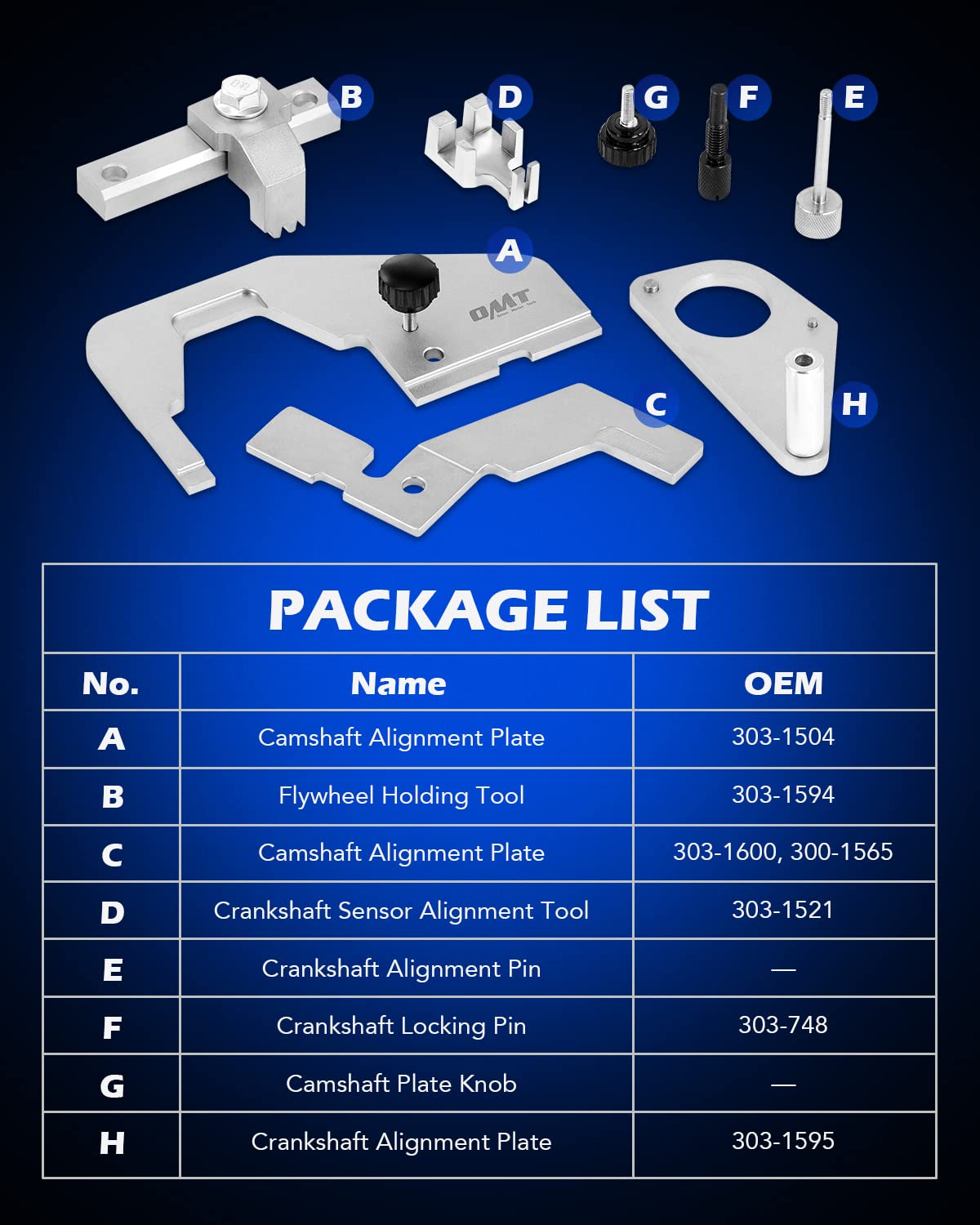 Orion Motor Tech Engine Camshaft Timing Locking Tool Kit - Compatible with Jaguar Land Rover Evoque & Ford Focus 2.0 EcoBoost 303-748 - Professional Automotive Repair Tool for Timing Belt Replacement & Engine Maintenance