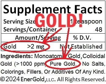 EnerGold® Monoatomic Gold ORMUS Supplement - Pure Gold Formula for DNA Repair & Pineal Gland Regeneration | Radiation & EMF Protection | No Fillers, Dyes or Salts | Supports Astronaut-Grade Wellness | Ideal for Biohackers, Meditation & Spiritual Enhancement