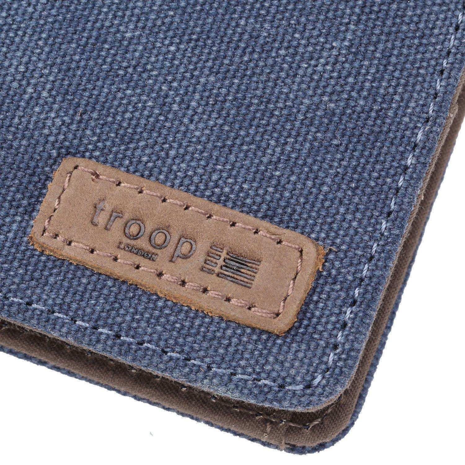 TRP0500 Troop London Men's Bi-Fold Canvas Wallet - Slim RFID Blocking Leather Card Holder for Everyday Use & Travel