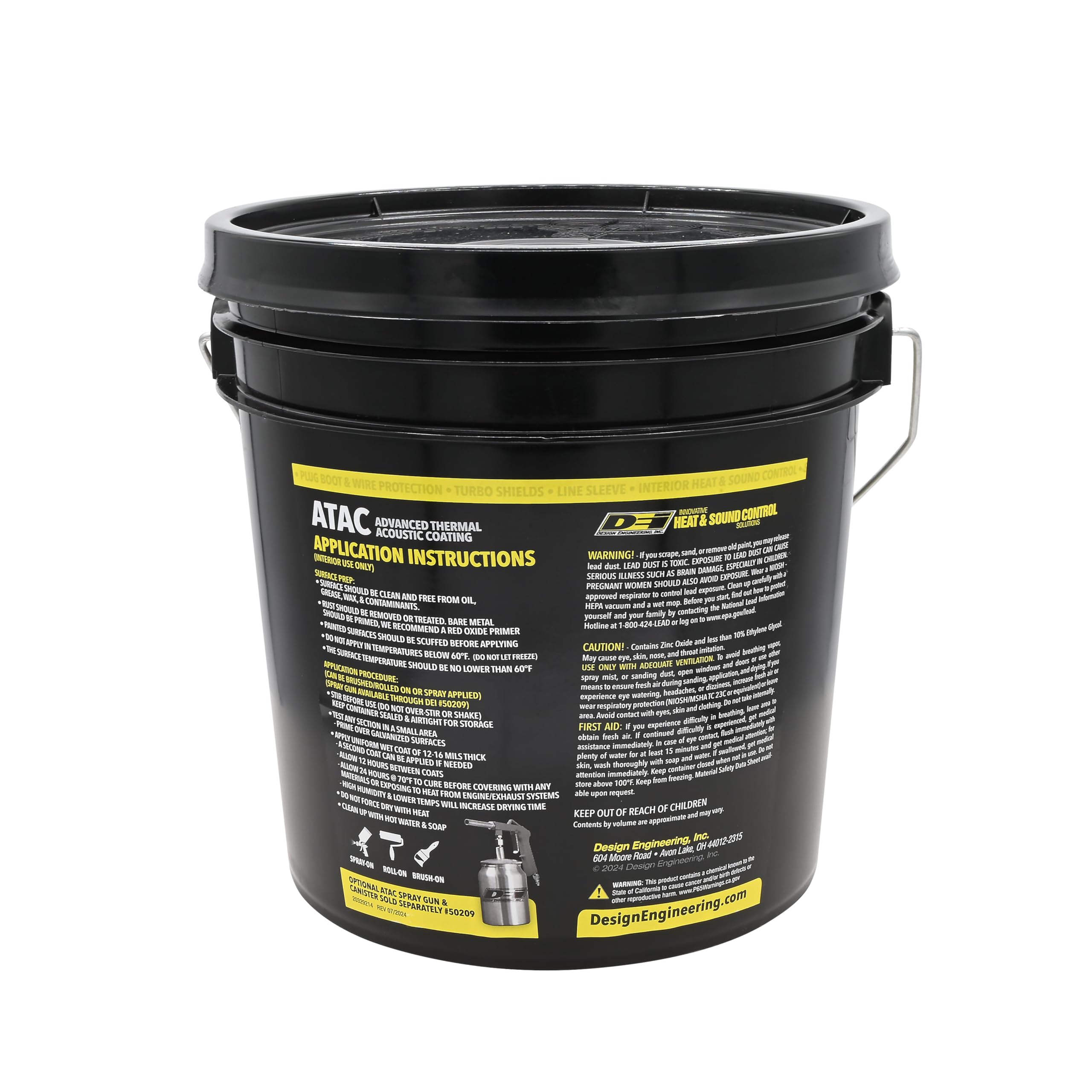 Design Engineering ATAC Advanced Thermal Acoustic Coating - 1 Gallon | 2-in-1 Sound & Heat Barrier Spray for Car Insulation | Automotive Sound Deadening & Heat Reduction | DIY Vehicle Noise Control for Doors, Hood & Trunk | Easy Roll-On or Spray Application