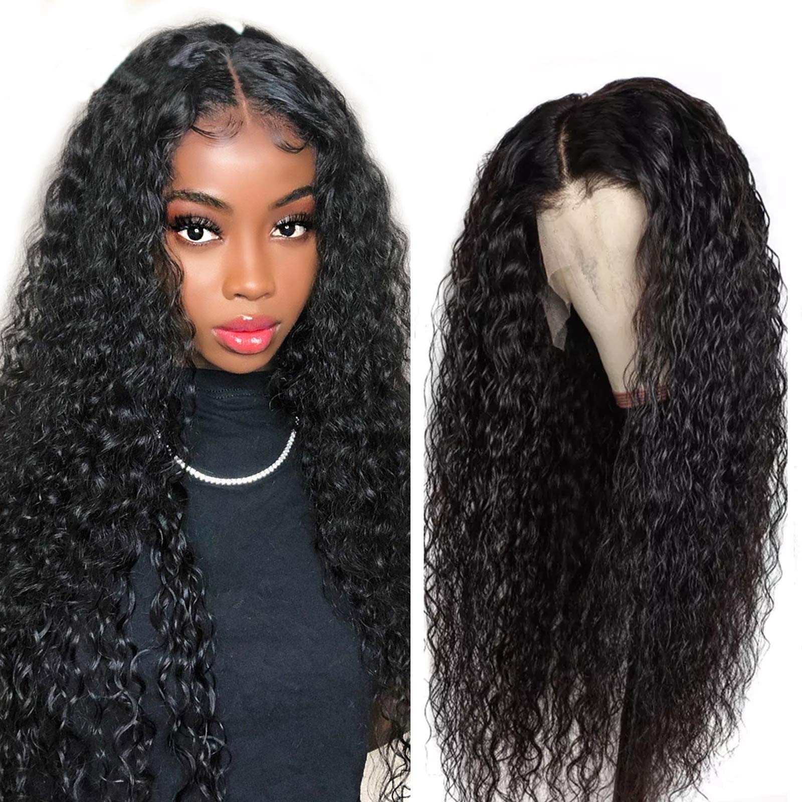 Brazilian Water Wave T-Part Lace Front Human Hair Wigs for Women - Pre-Plucked with Baby Hair, 150% Density, Bleachable Knots, 30 Inch - Perfect for Daily Wear, Cosplay & Special Occasions