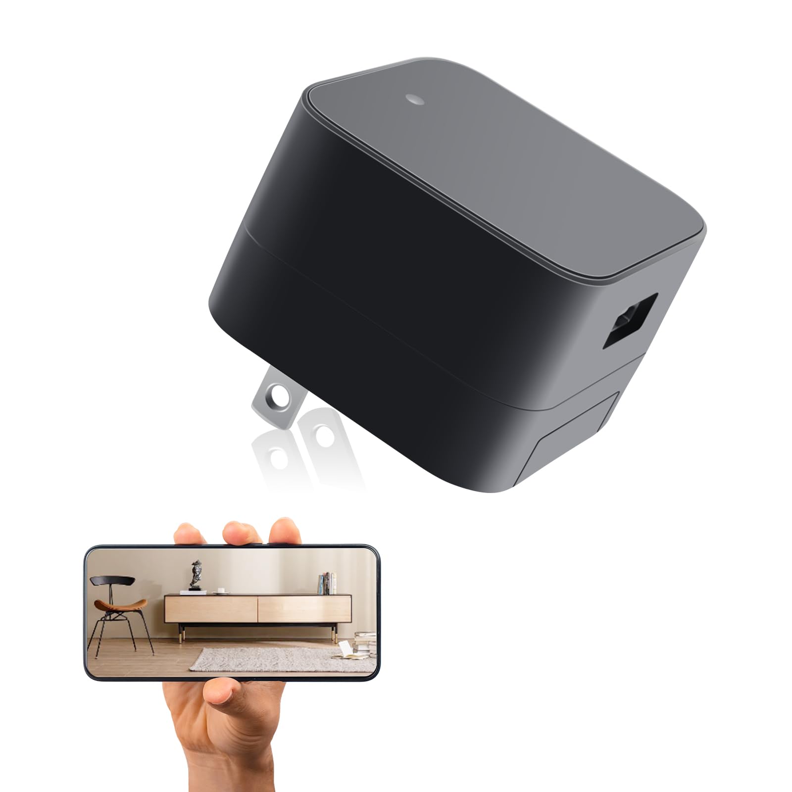 Hidden Camera Detector USB Charger - HD WiFi Nanny Cam (No Audio) for Home Security, Office Privacy & Travel Safety