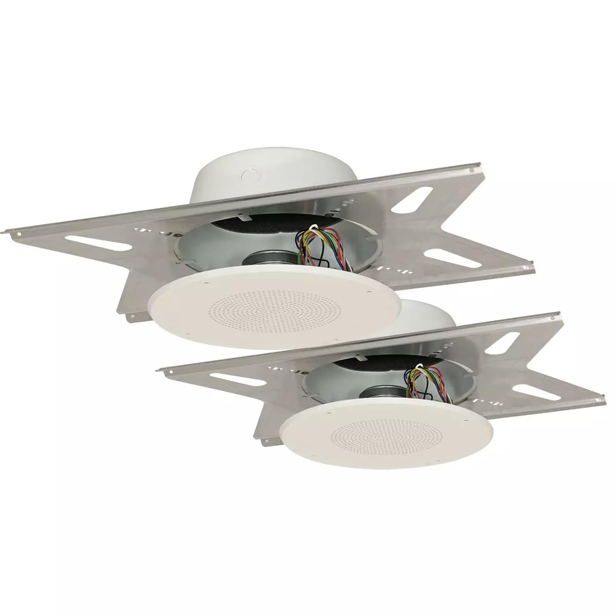 Lowell RPAK-810-72 8-Inch Dual Cone Ceiling Speaker (2-Pack) with 25/70V Transformer - 15W Power, 10 Oz Magnet - Includes Grille, Enclosure & Bridge - Perfect for Commercial Background Music, Restaurants & Retail Stores