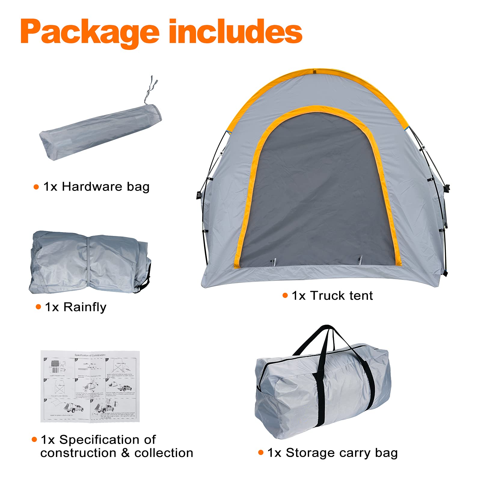 **Gladiator Truck Bed Tent for 5-5.5ft Pickup Trucks - Waterproof Camping Tent with Removable Rainfly & Carrying Case - Perfect for Jeep Gladiator, Full-Size & Compact Trucks - Ideal for Outdoor Adventures, Road Trips & Camping**