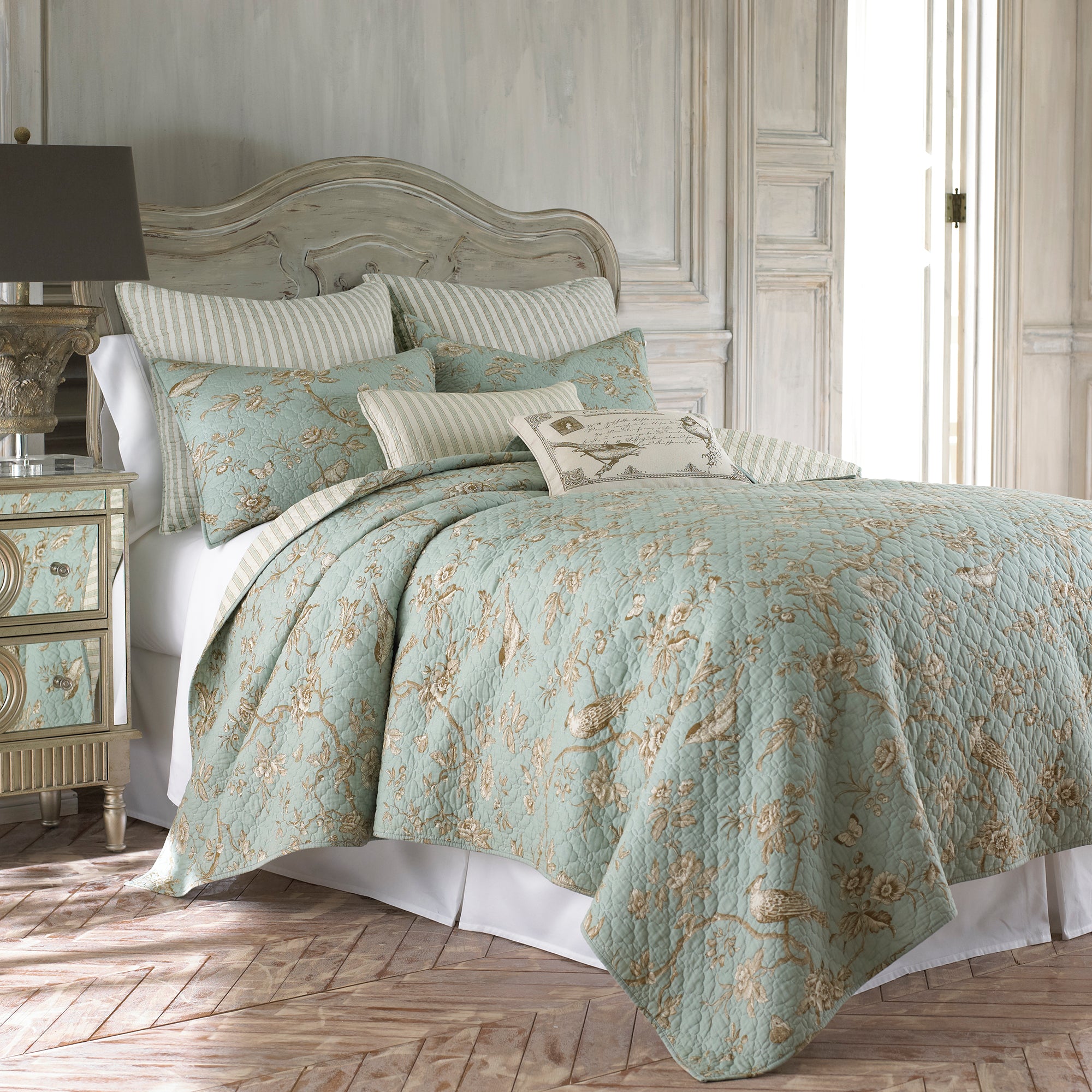 Lyon Teal Euro Sham Pillowcase Set of 2 - 100% Cotton Decorative Square Pillow Covers for Sofa, Bed & Couch - Home Decor Accent Pillows for Living Room & Bedroom
