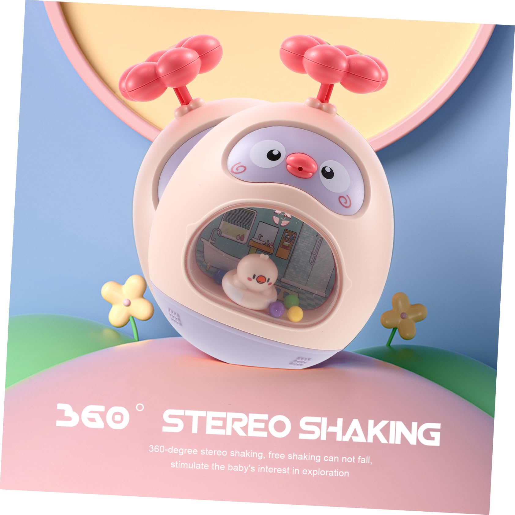 Vaguelly 4-Piece Tumbler Toy Set - Cute Animal Shakers for Kids, Fun Bath & Beach Toys, Pink ABS Plastic - Perfect for Bathtime Play, Pool Parties & Toddler Sensory Development