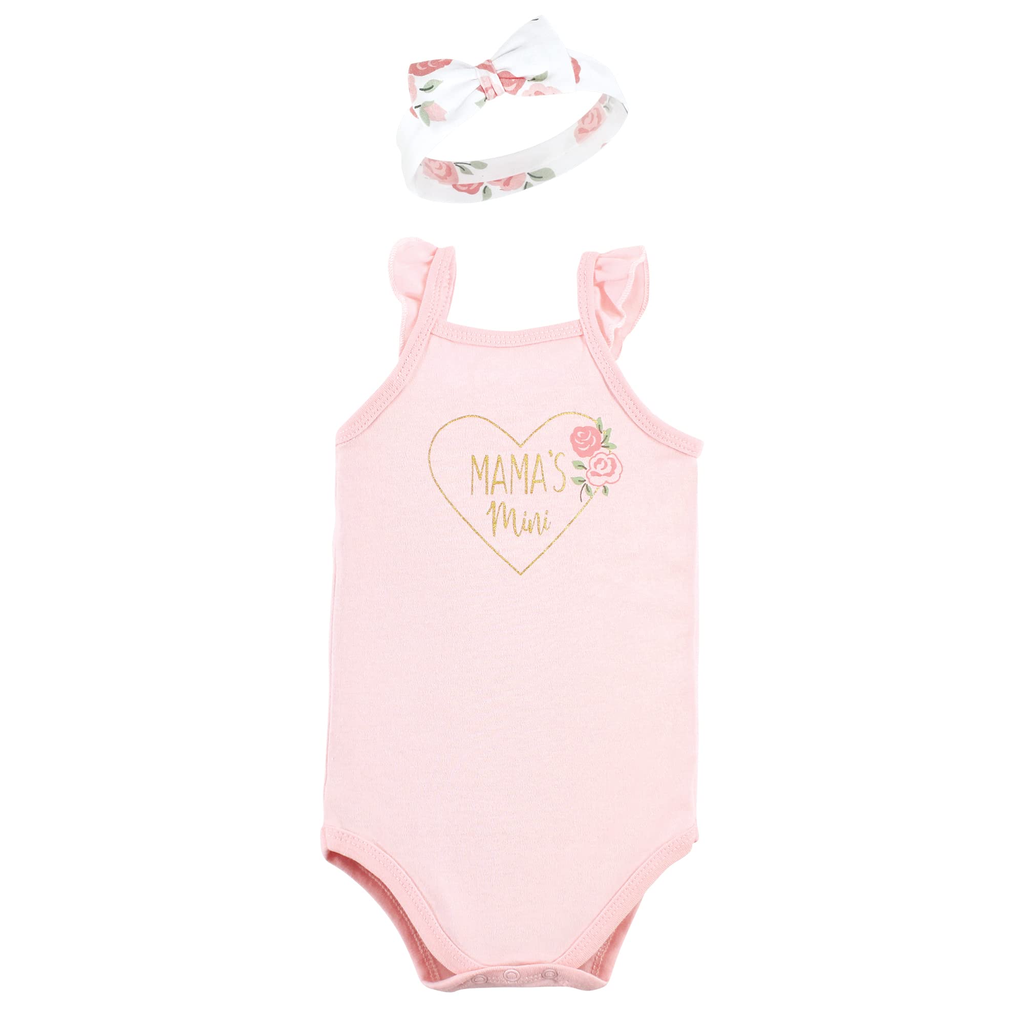 Hudson Baby Girls Sleeveless Bodysuit and Headband Set - Soft Cotton Baby & Toddler T-Shirt Outfit - Perfect for Playtime, Photo Shoots & Everyday Wear