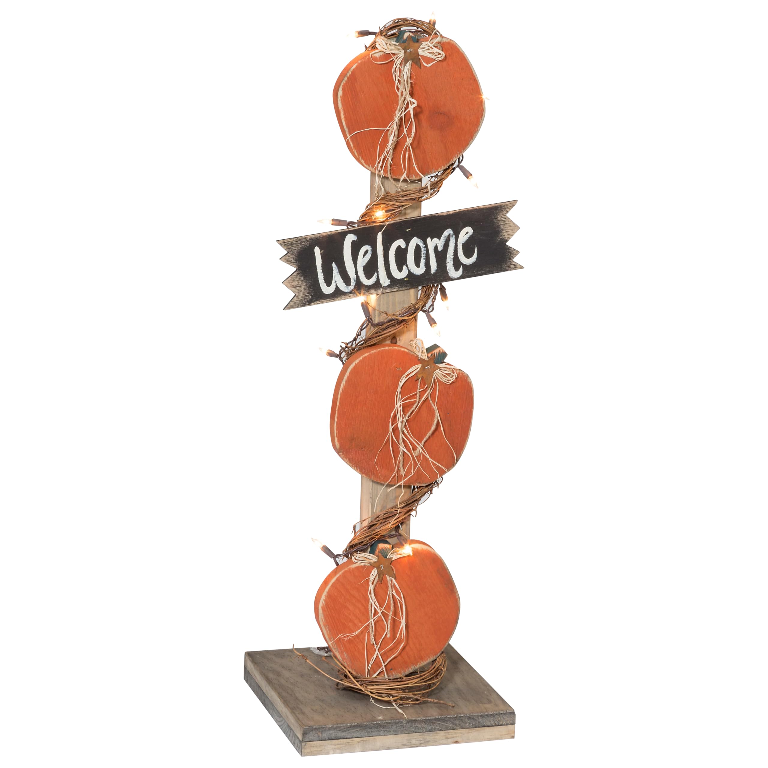 Farmhouse Welcome Sign - Handcrafted Pine Wood Autumn Pumpkin Decor for Porch, Front Door & Home Entryway | Seasonal Fall Decorations by Furniture Barn USA