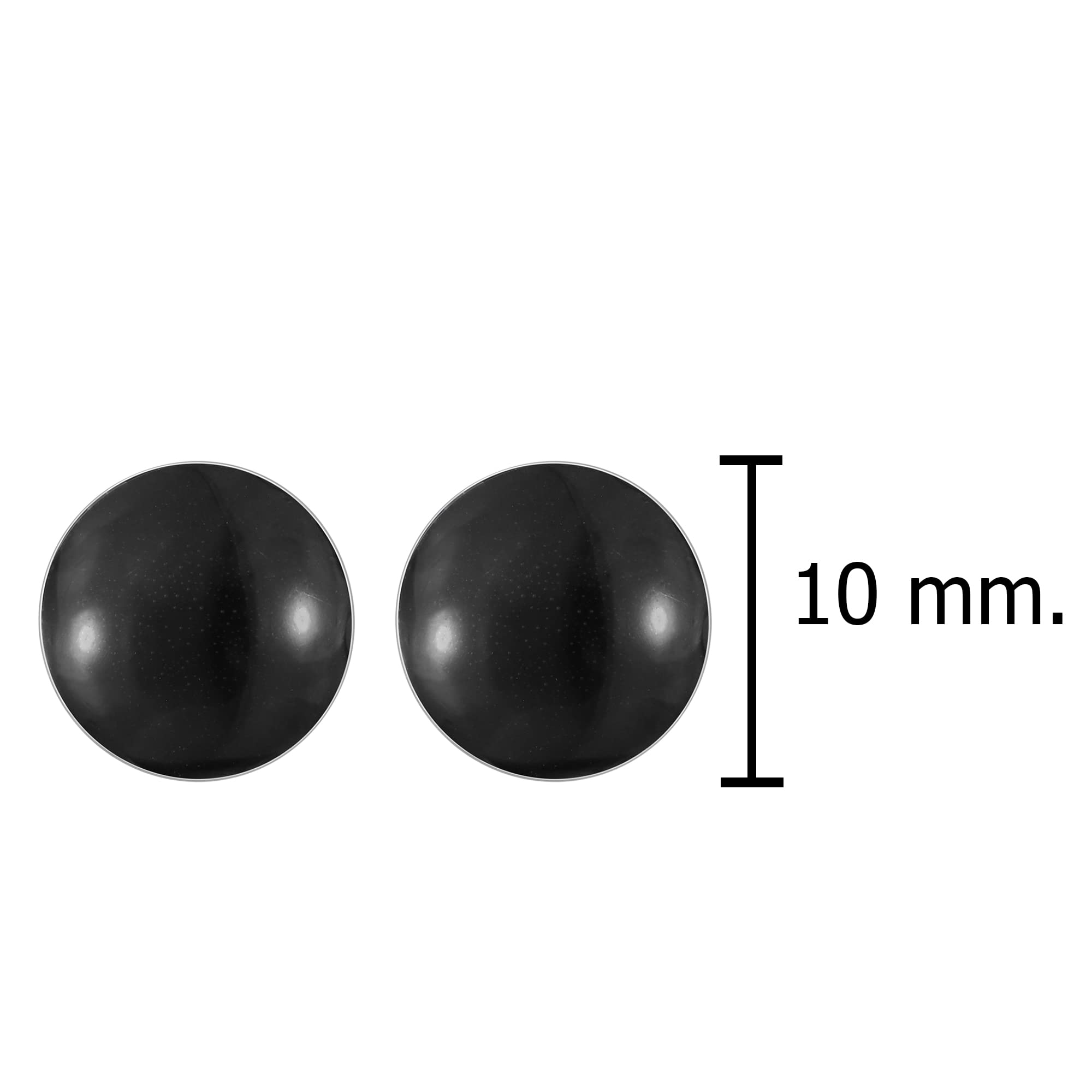 AeraVida Classic Black 10mm Round Enamel .925 Sterling Silver Stud Earrings for Women | Hypoallergenic, Timeless Jewelry Gift | Perfect for Everyday Wear, Office & Special Occasions
