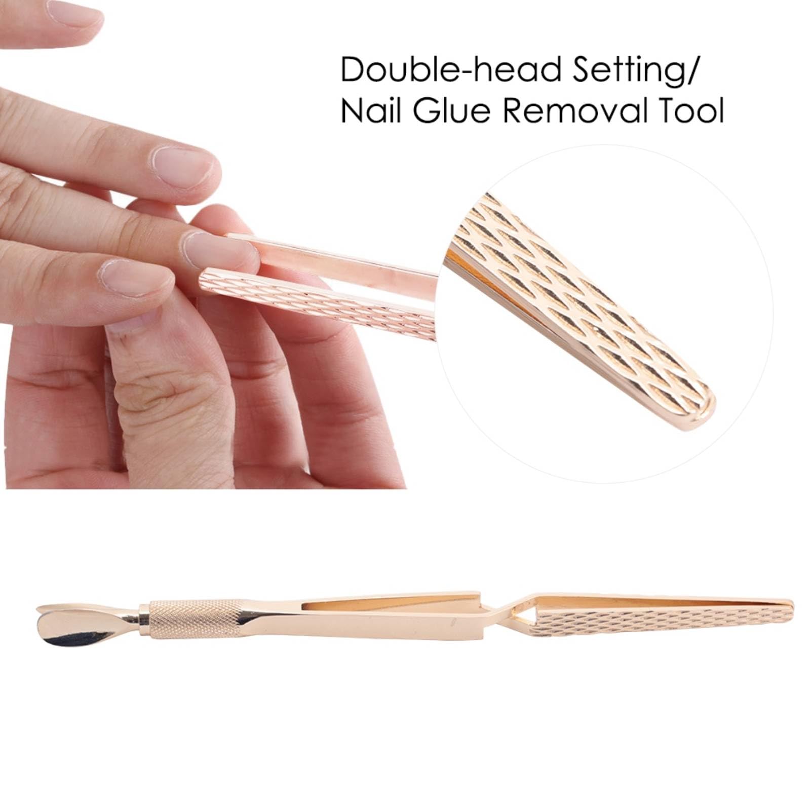 Professional Stainless Steel Nail Art Tool Set - Nail Shaping Clamp, Glue Remover, Cuticle Pusher & Pincher for Manicure & Pedicure (Gold) | Perfect for Salon, Home Nail Care & DIY Nail Art