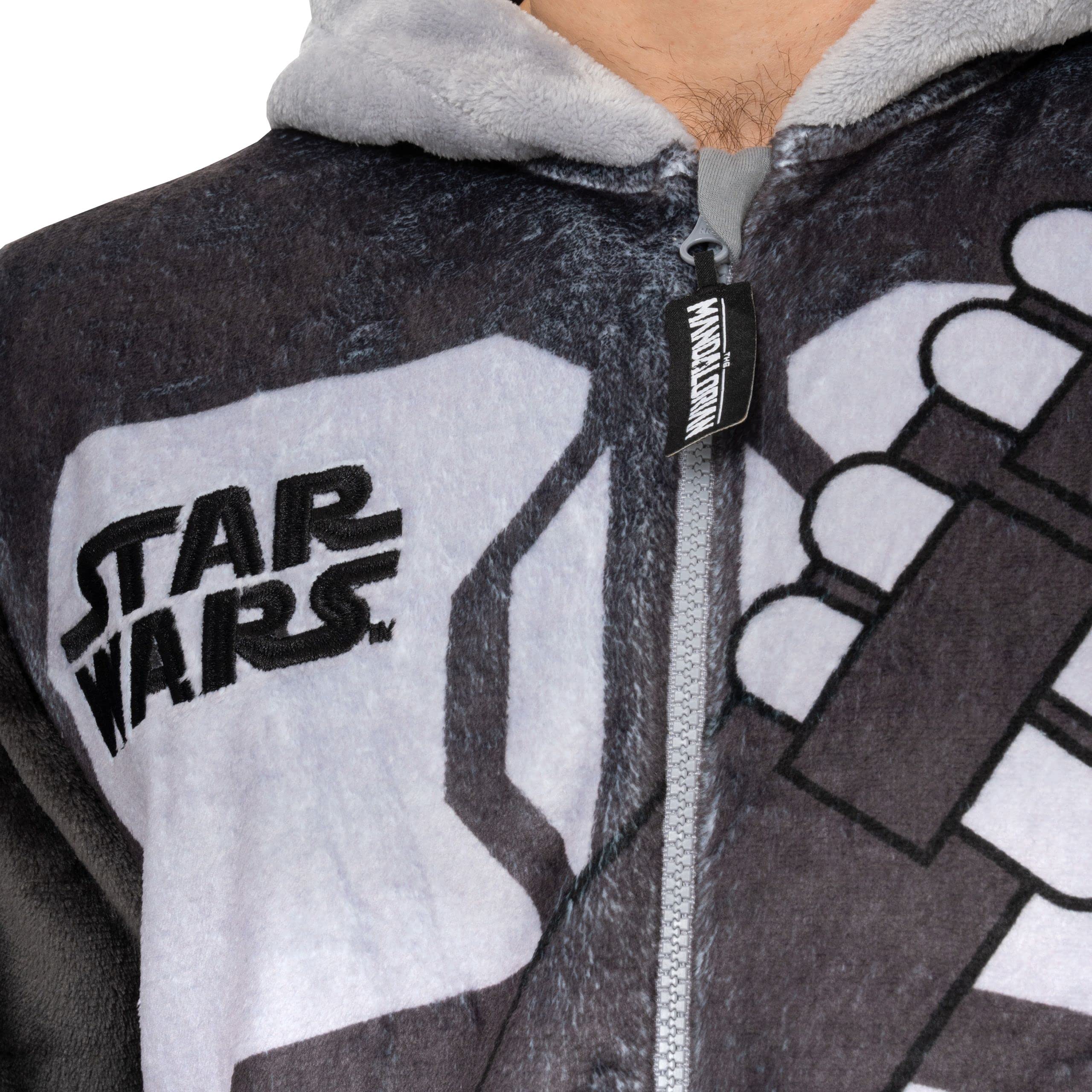 **Star Wars Men's Mandalorian Pajama Onesie - Adult Costume for Halloween, Cosplay & Lounge Wear**