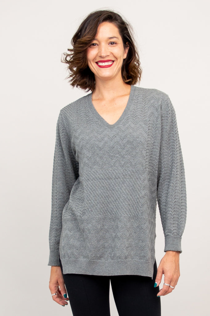 Greta Sweater Women's Cotton Knit Pullover - Soft Grey Casual Sweater for Fall & Winter - Perfect for Office, Dating and Weekend Outfits