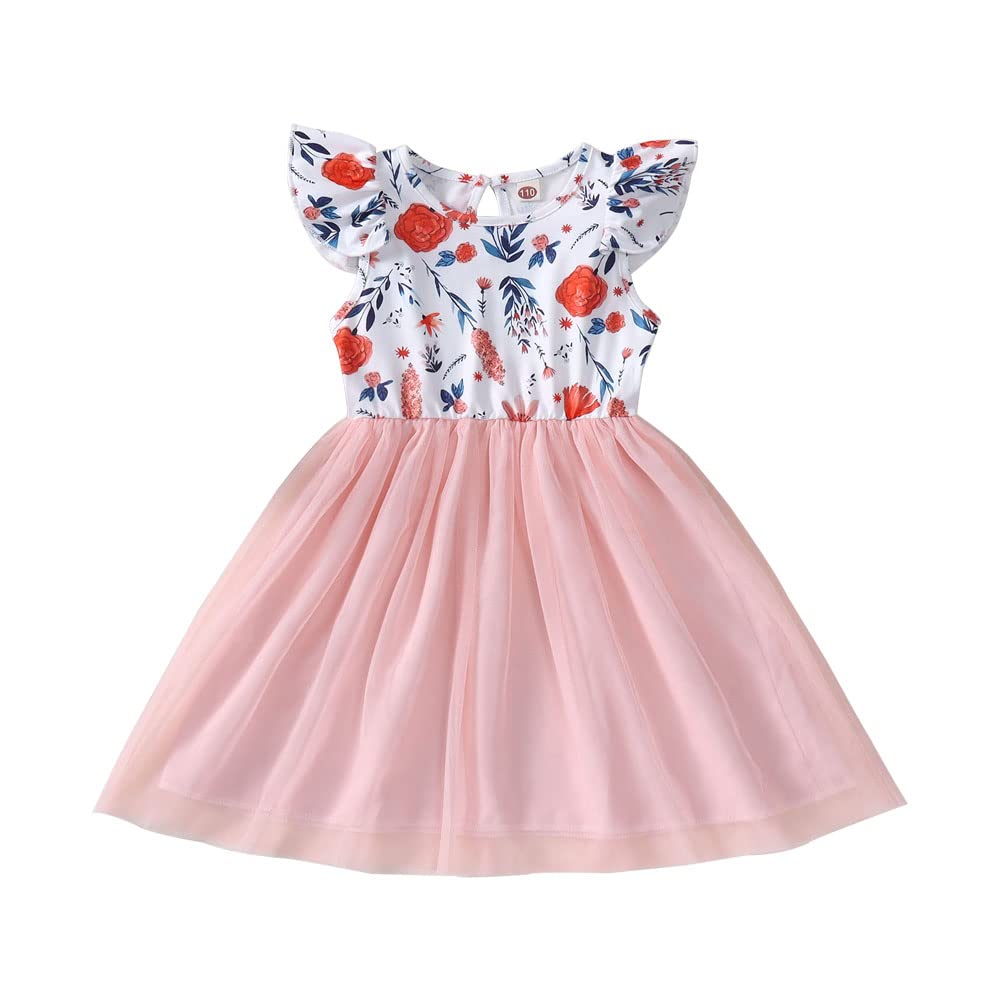 Toddler Baby Girls Tutu Dress - Ruffle Sleeveless Floral Princess Dress for Summer | Perfect for Birthday Parties, Photo Shoots & Special Occasions