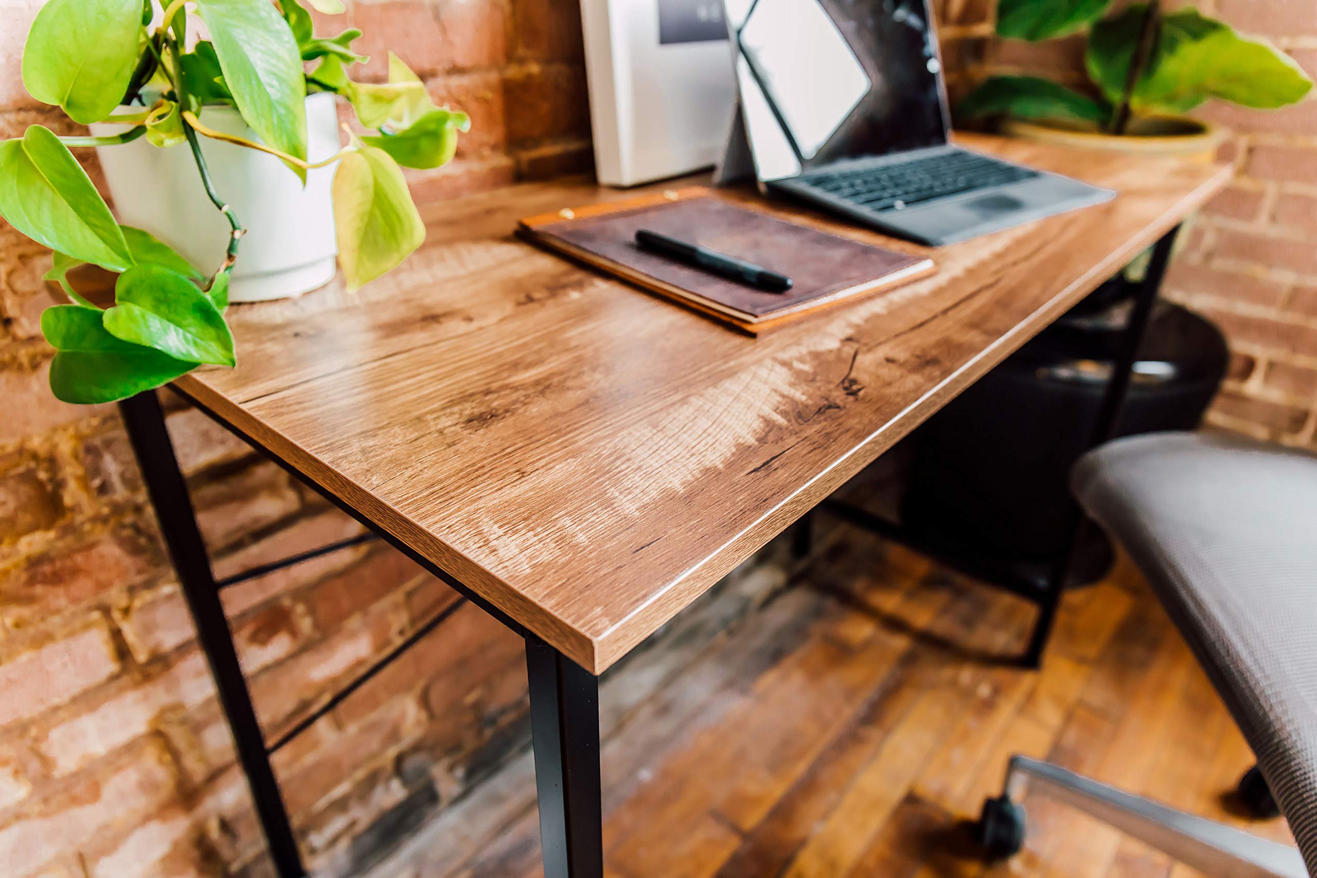 OneSpace Bellamy Classic Oak Computer Desk - Modern Home Office Desk for Work & Study, Durable Wooden Writing Table with Spacious Work Surface, Perfect for Small Spaces & Remote Work