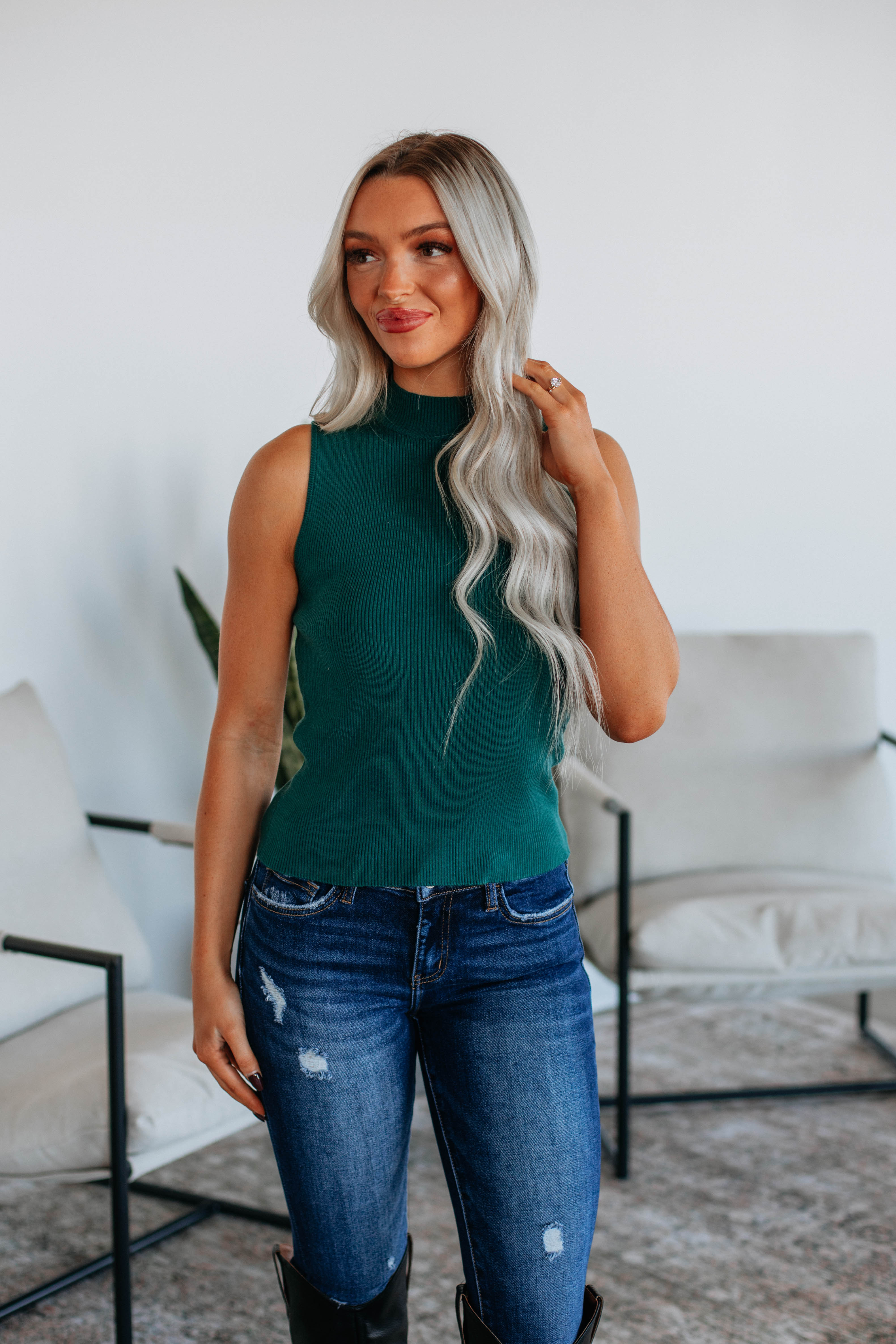 Powell Knit Tank Top for Women - Soft & Comfortable Peacock Blue Summer Casual Wear - Perfect for Beach, Vacation, and Everyday Outfits