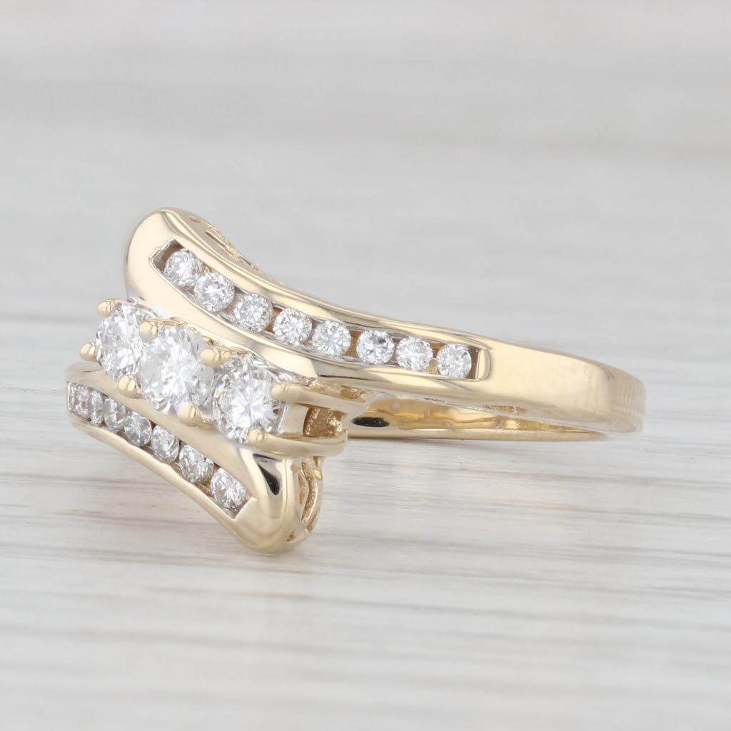 0.50ctw Diamond 3 Stone Bypass Ring 14k Yellow Gold Size 7 - Elegant Wedding Band, Anniversary Gift for Her, Perfect for Engagement & Special Occasions