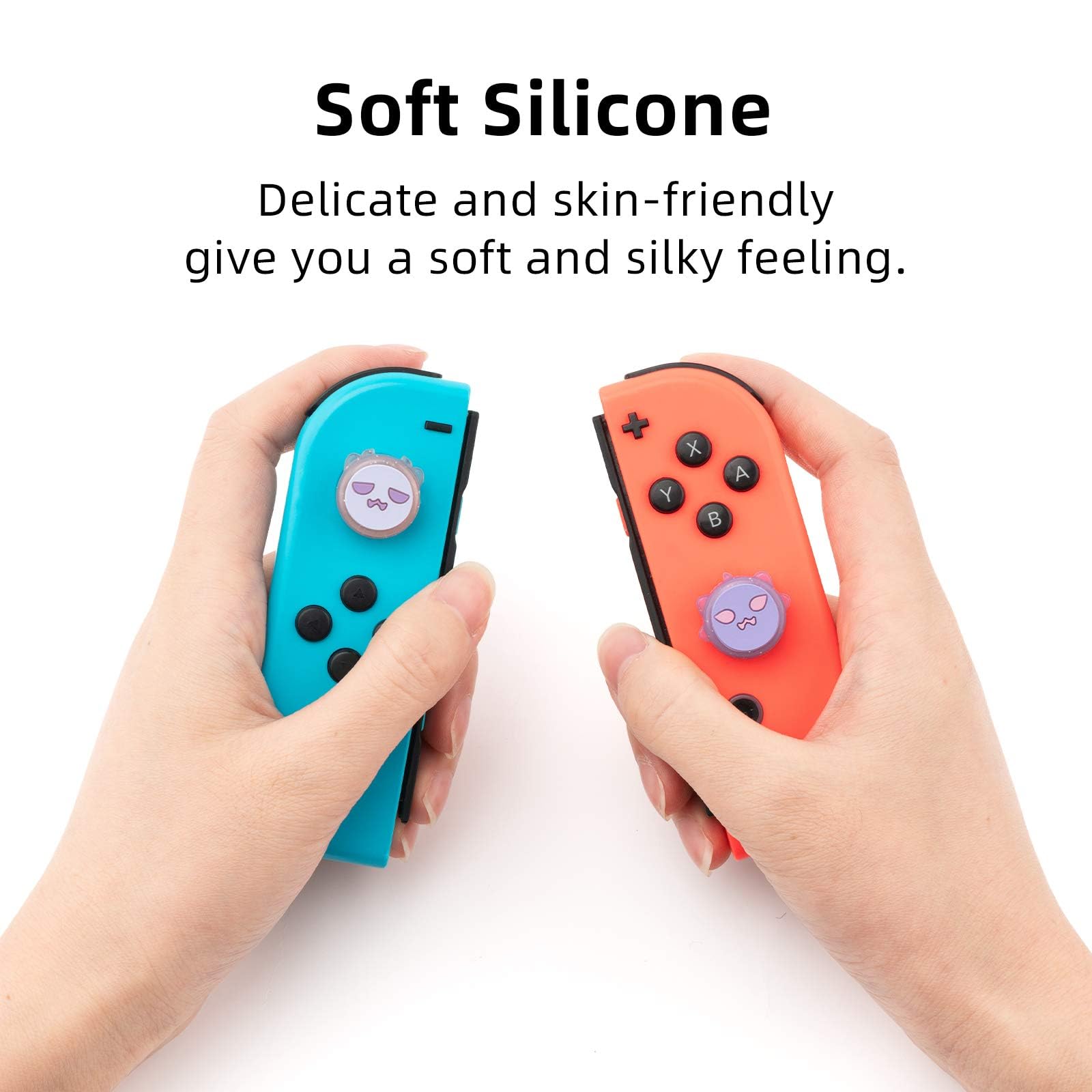 GeekShare Halloween Greedy Ghost Thumb Grip Caps - Soft Silicone Joystick Cover Compatible with Nintendo Switch/OLED/Switch Lite (4PCS) - Perfect for Gaming Comfort & Controller Protection During Halloween Parties & Year-Round Play