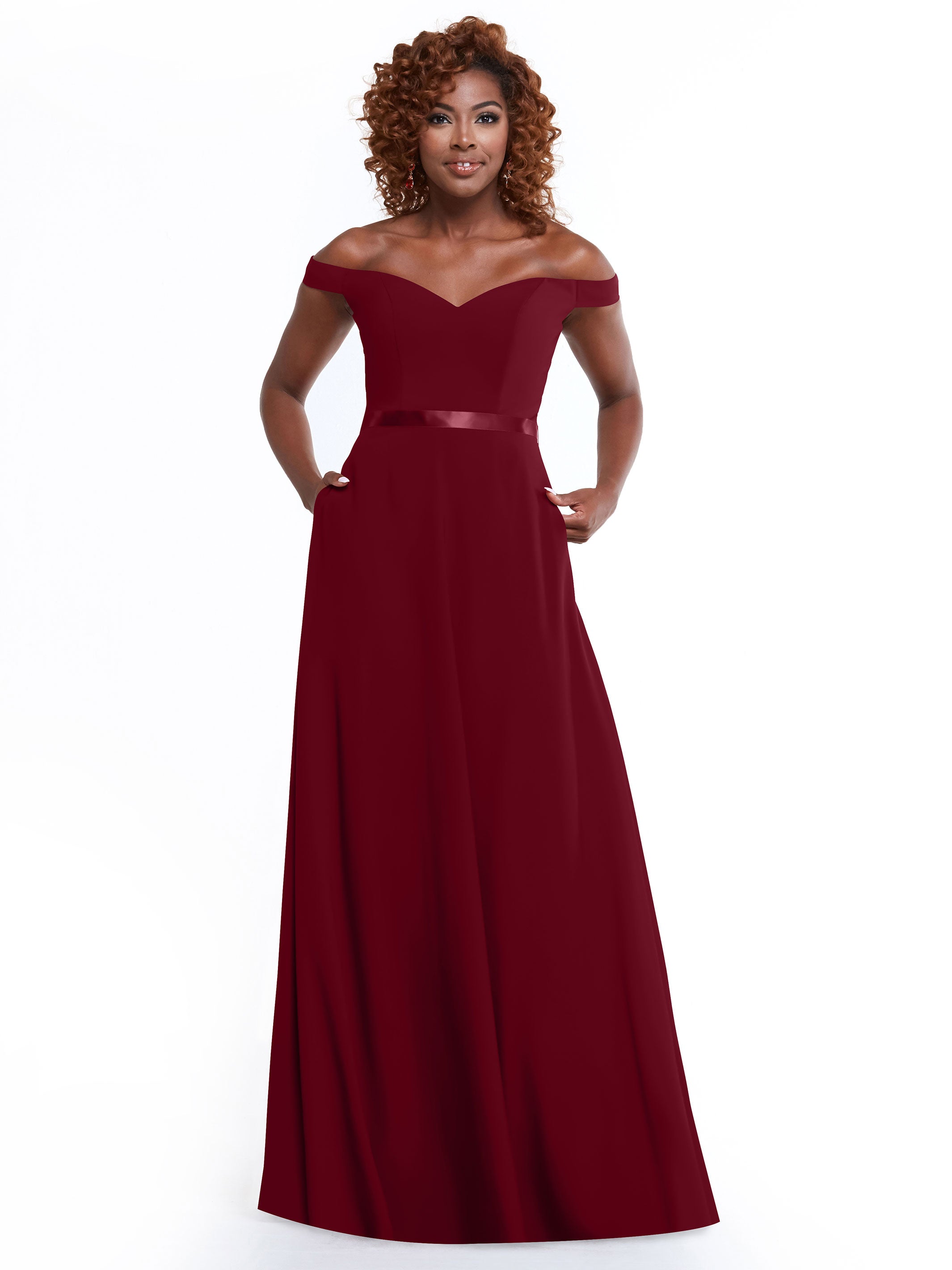 Elegant Off-the-Shoulder A-Line Chiffon Bridesmaid Dress with Sash - Size 80100 - Perfect for Weddings, Formal Events & Special Occasions