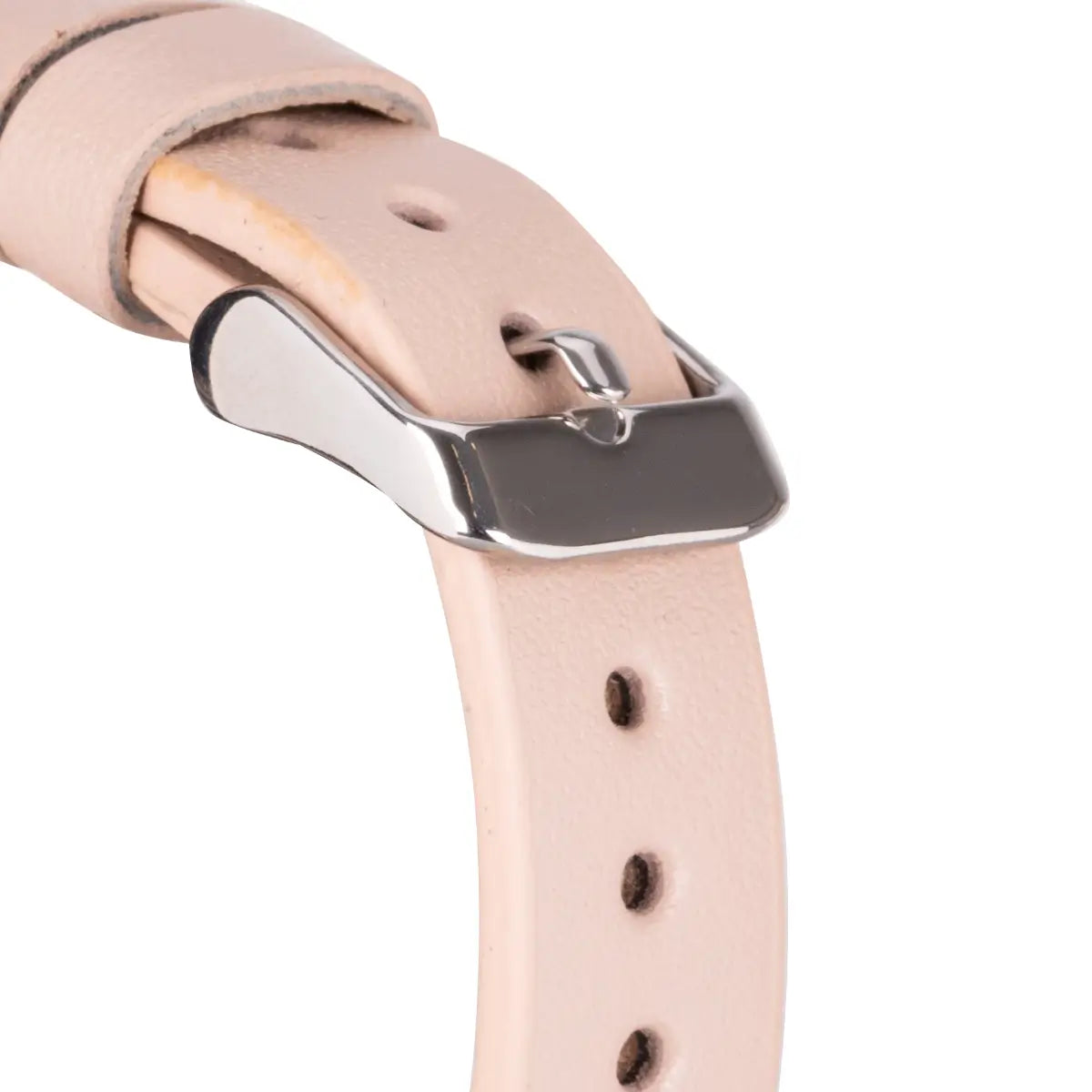 Ultra Slim Nude Pink Leather Apple Watch Band with Silver Rivet - Stylish & Comfortable for Workouts, Office & Everyday Wear