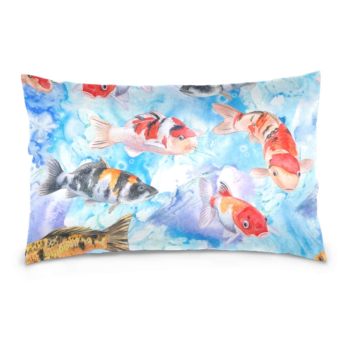 Goldfish Watercolor Linen Pillow Cover 20x36 Inches - Invisible Zipper Decorative Throw Pillow Case for Sofa, Couch & Bed - Perfect for Boho Home Decor, Living Room Accent & Bedroom Styling
