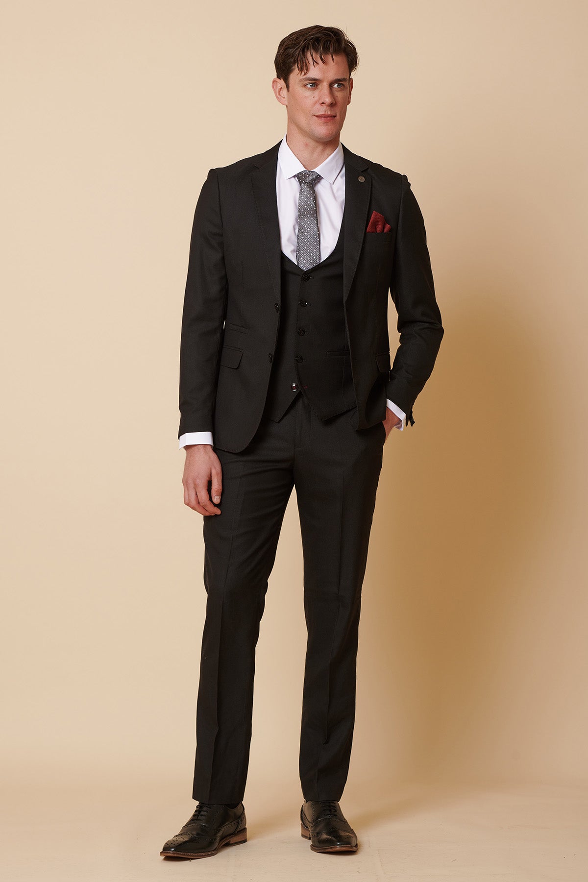Premium Black Three-Piece Suit for Men - Slim Fit Single Breasted Waistcoat & Formal Trousers | Perfect for Weddings, Business Meetings & Special Occasions