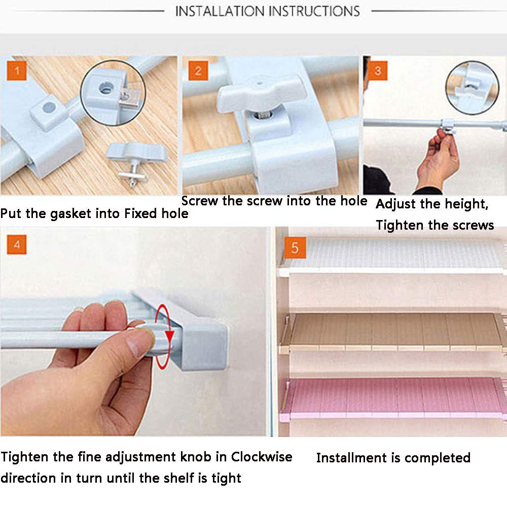 Adjustable Shelf Closet Organizer - Heavy Duty Retractable Storage Rack Separator for Wardrobe, Kitchen Cabinet & Bookcase - Space Saving Solution for Home Organization