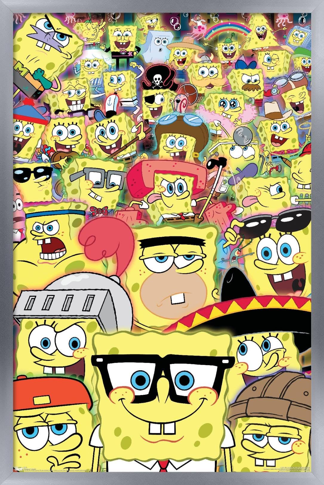 Trends International Nickelodeon SpongeBob SquarePants Disguise Wall Poster - 22.375 x 34 Inches, Silver Framed Art Print - Perfect for Kids' Bedroom Decor, Game Room, or Classroom Wall Art