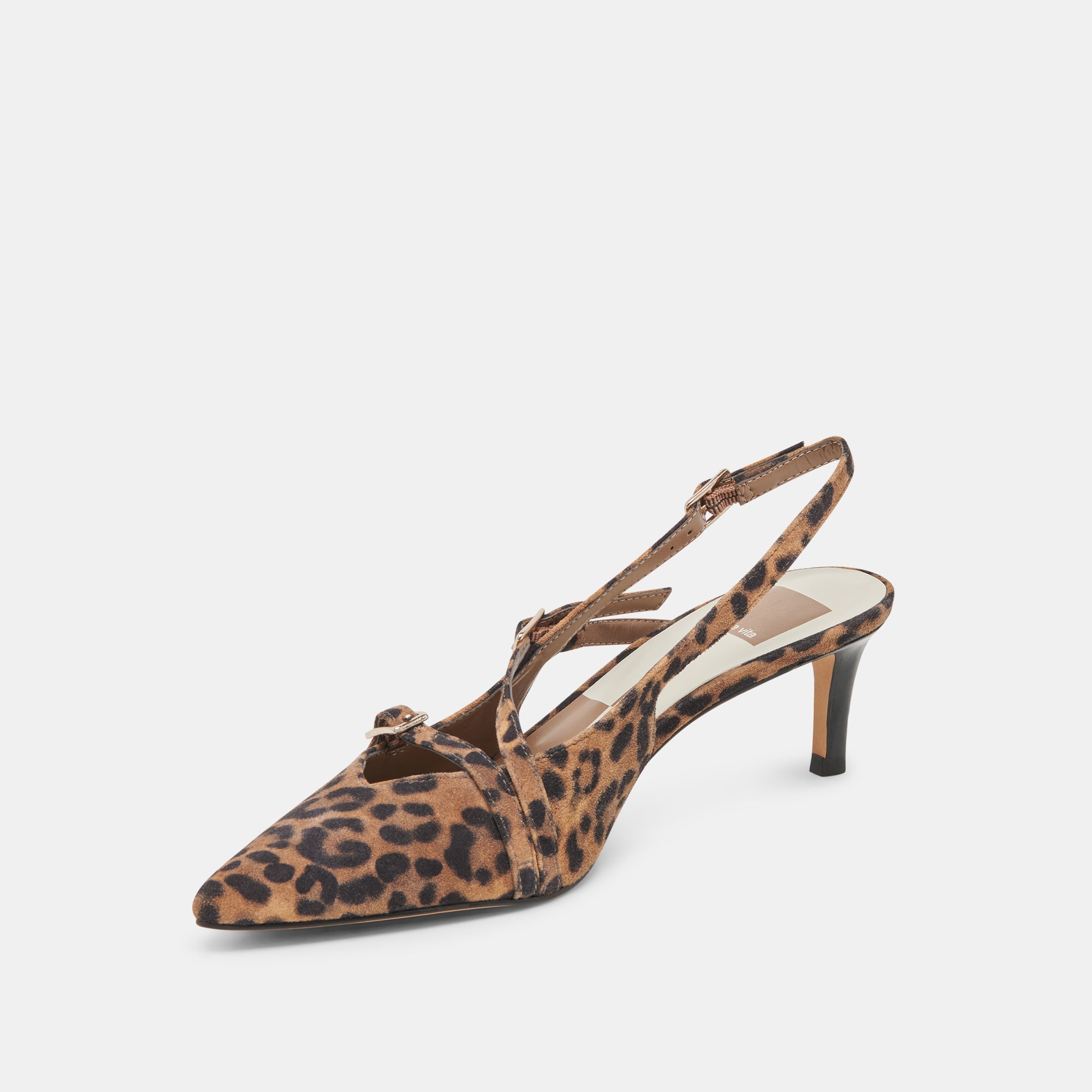 PAMLA Women's Mid Heel Leopard Print Suede Pumps - Comfortable Dress Shoes for Office, Party & Evening Events